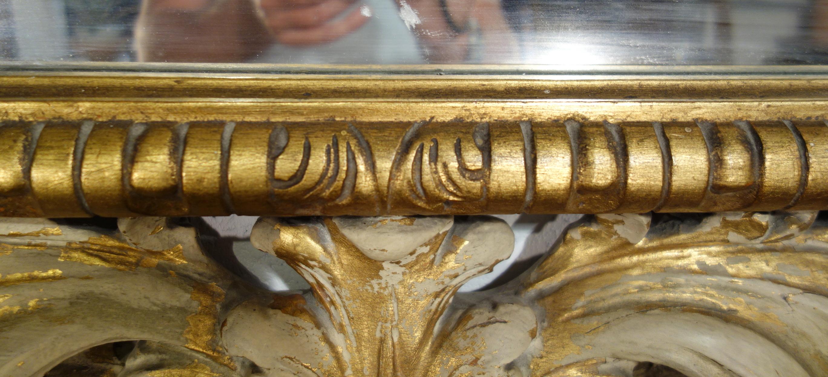 19th Century Italian Carved Enameled Giltwood Baroque Mirror, circa 1890 2