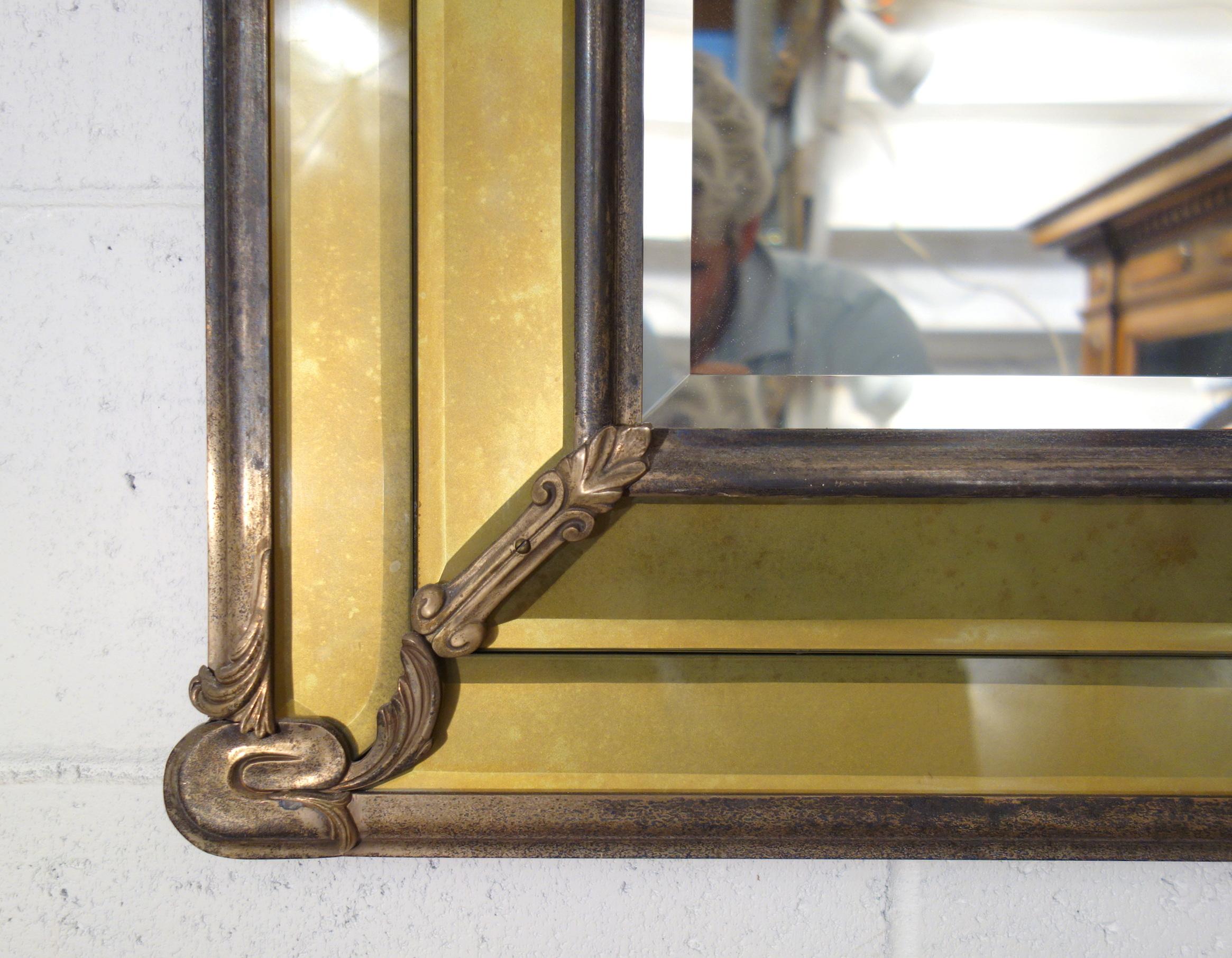 19th Century Italian Liberty Style Metal and Glass Facet Mirror Circa 1890 For Sale 3