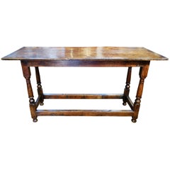 19th Century Italian Oak Plank Rustic Tuscan Farmhouse Table Circa 1860