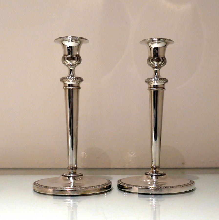 19th Century Antique Italian Pair Silver Candlesticks Milan circa 1820 E Brusa For Sale 2