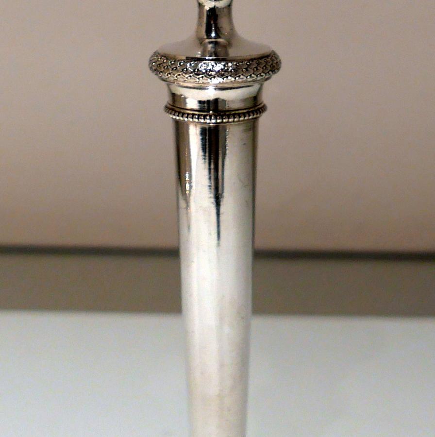 19th Century Antique Italian Pair Silver Candlesticks Milan circa 1820 E Brusa For Sale 4