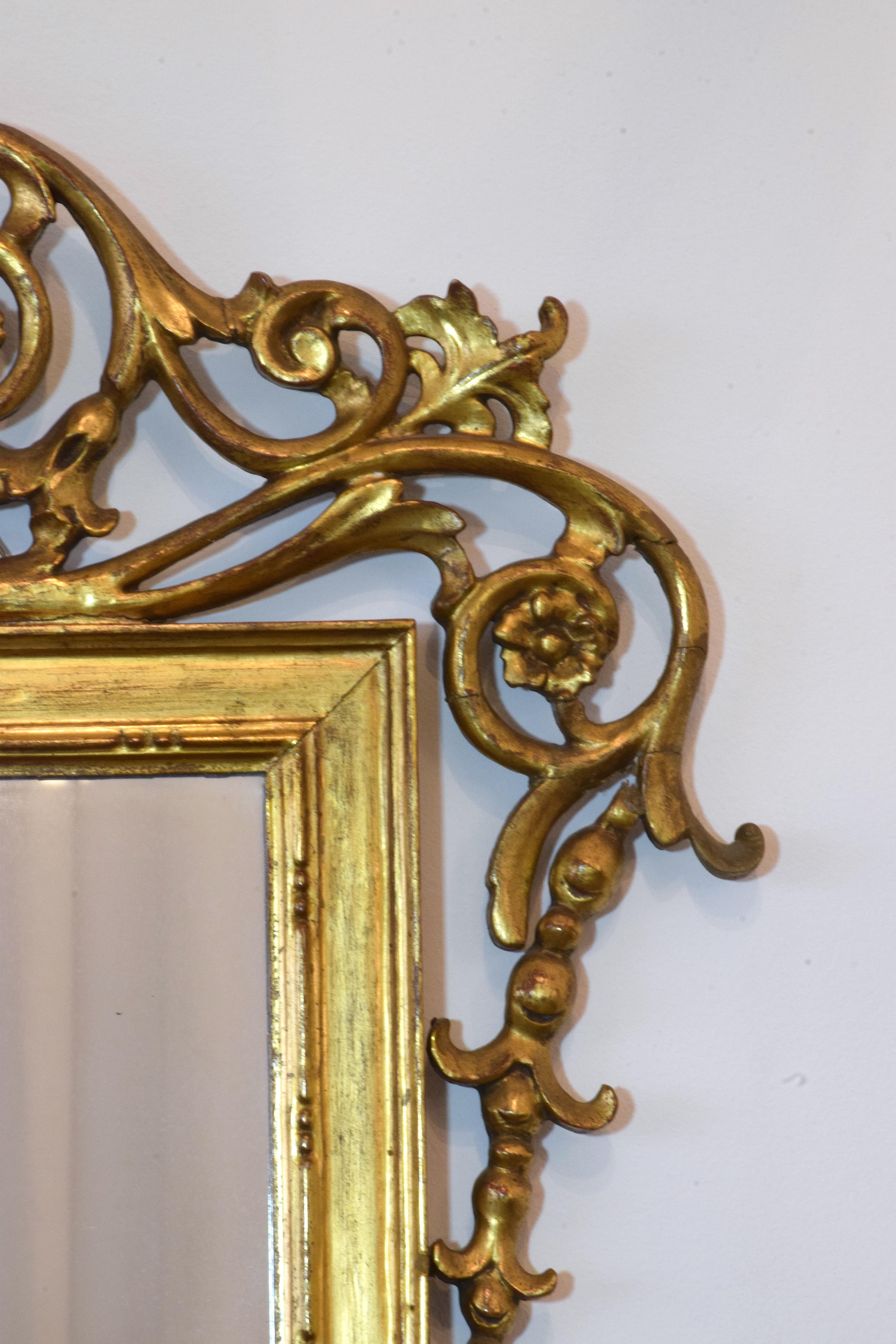 Antique 19th Century Italian Rococo Giltwood Wall Mirror 10