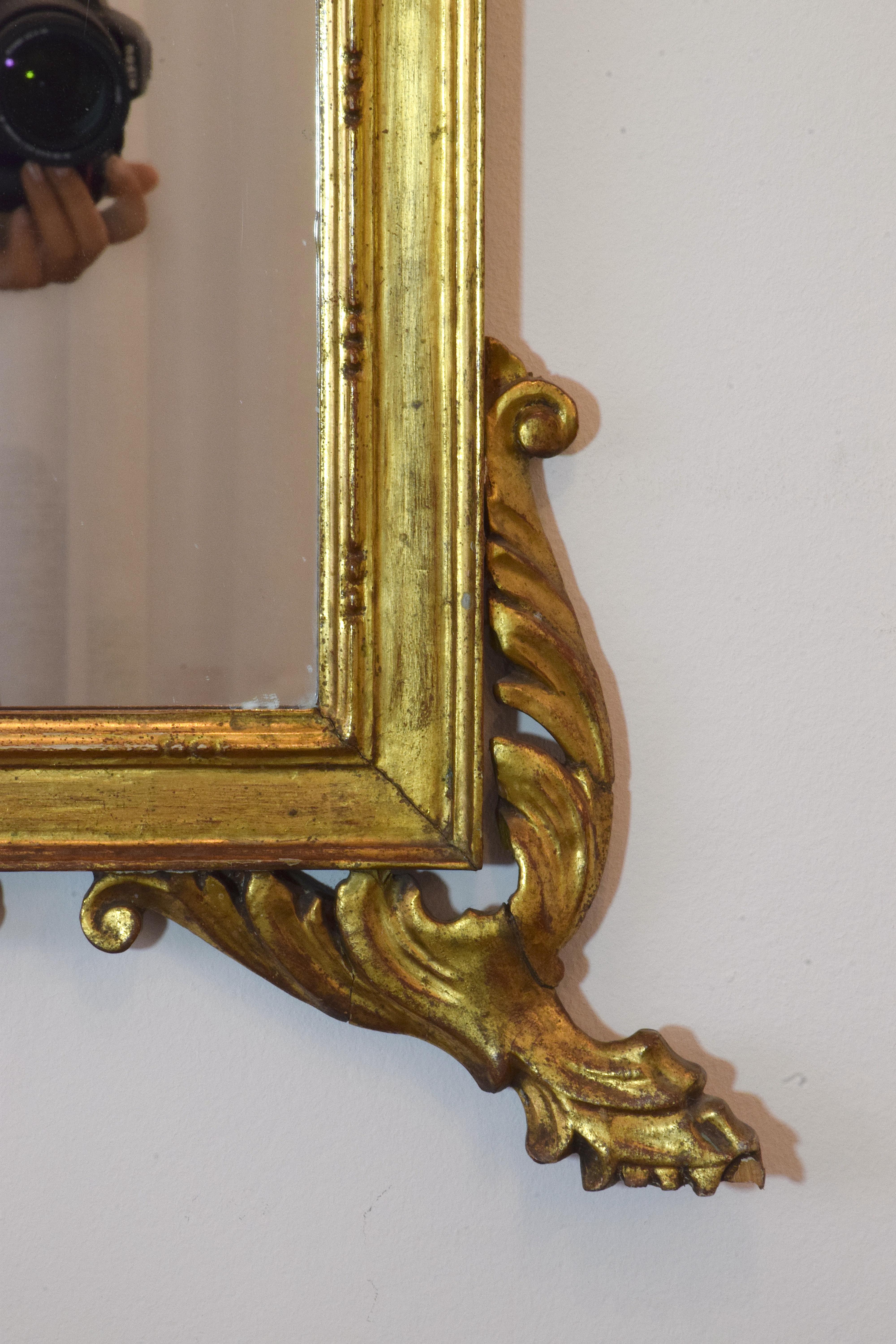 Antique 19th Century Italian Rococo Giltwood Wall Mirror 11