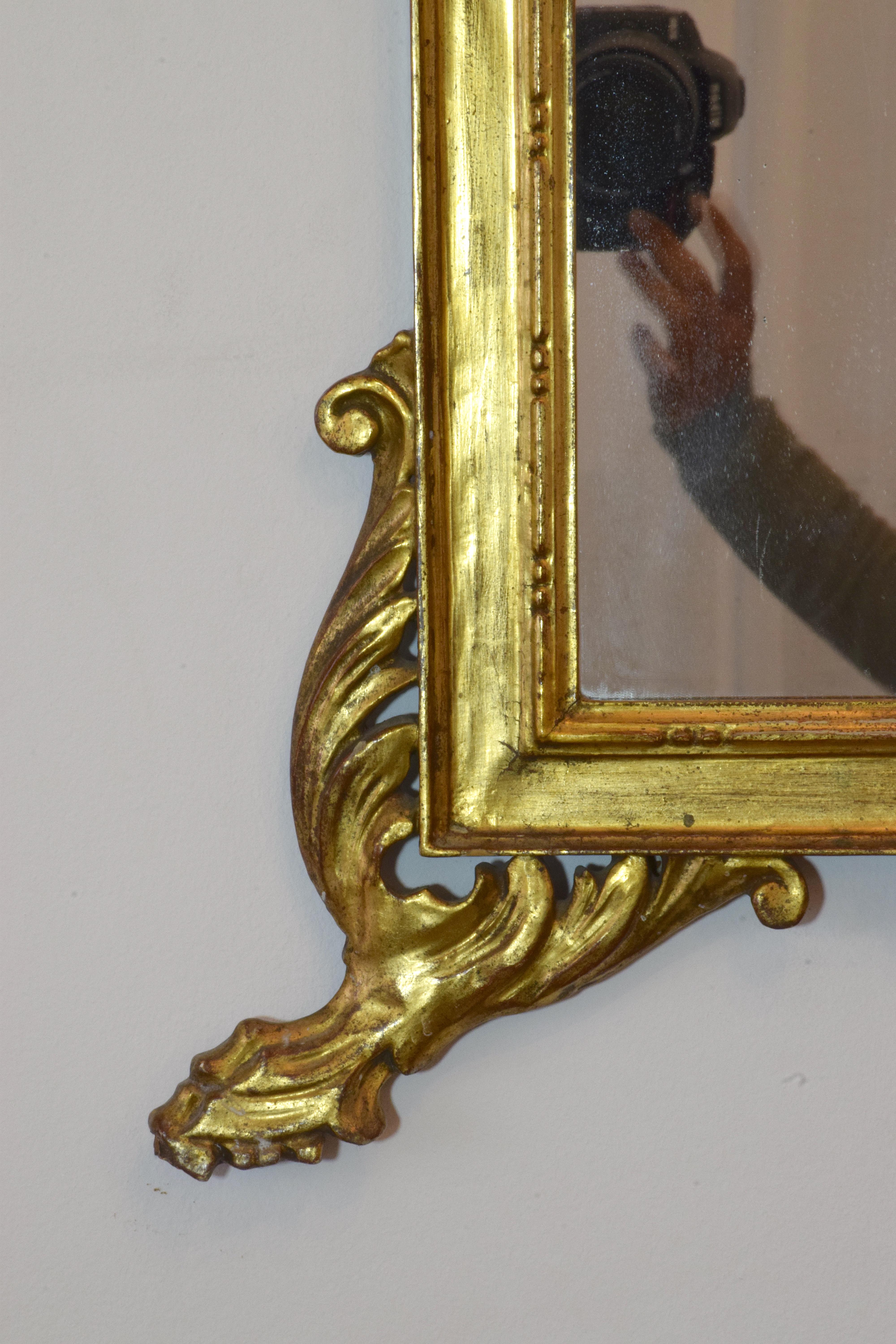 Antique 19th Century Italian Rococo Giltwood Wall Mirror 12
