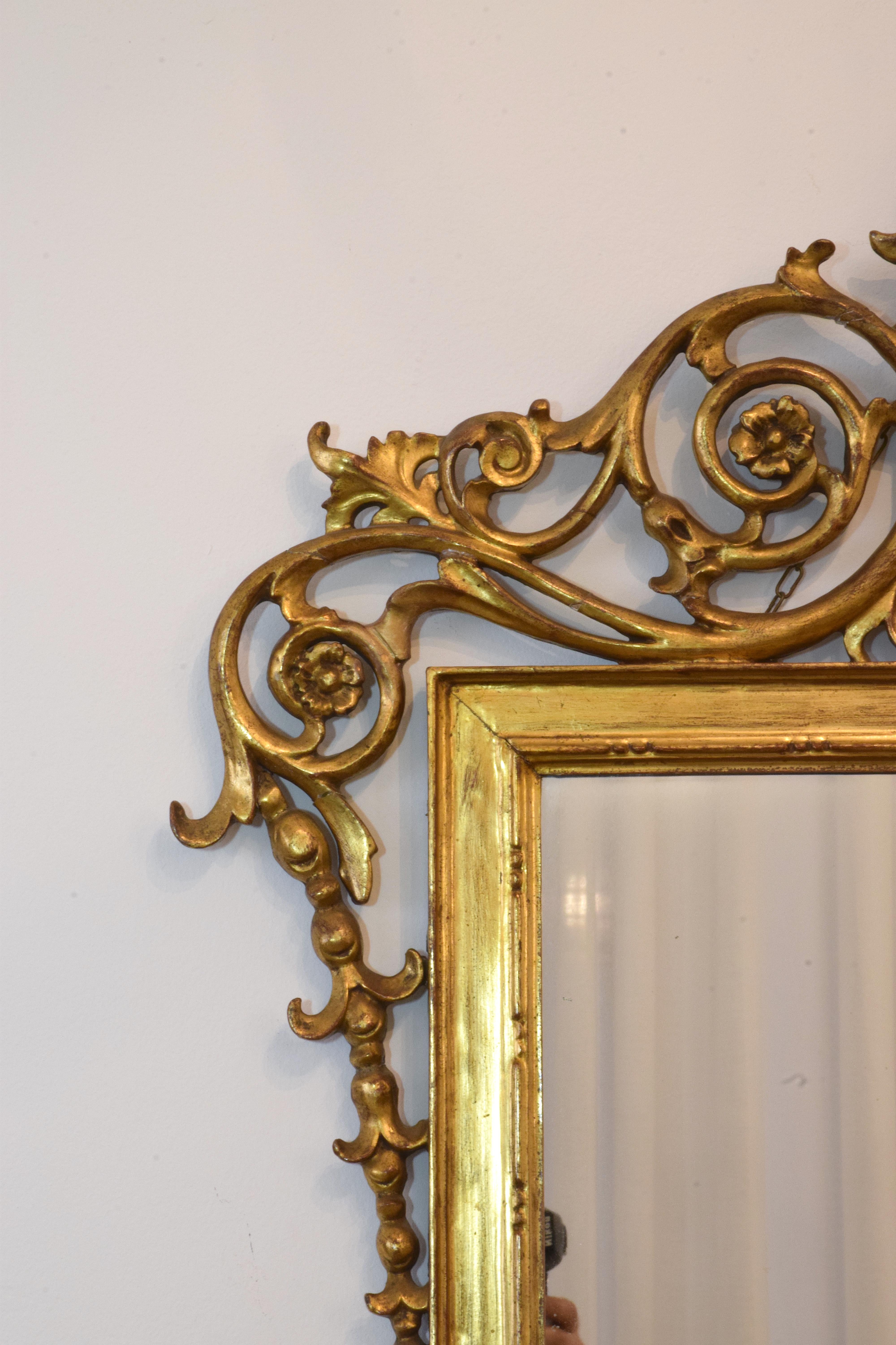Antique 19th Century Italian Rococo Giltwood Wall Mirror 8