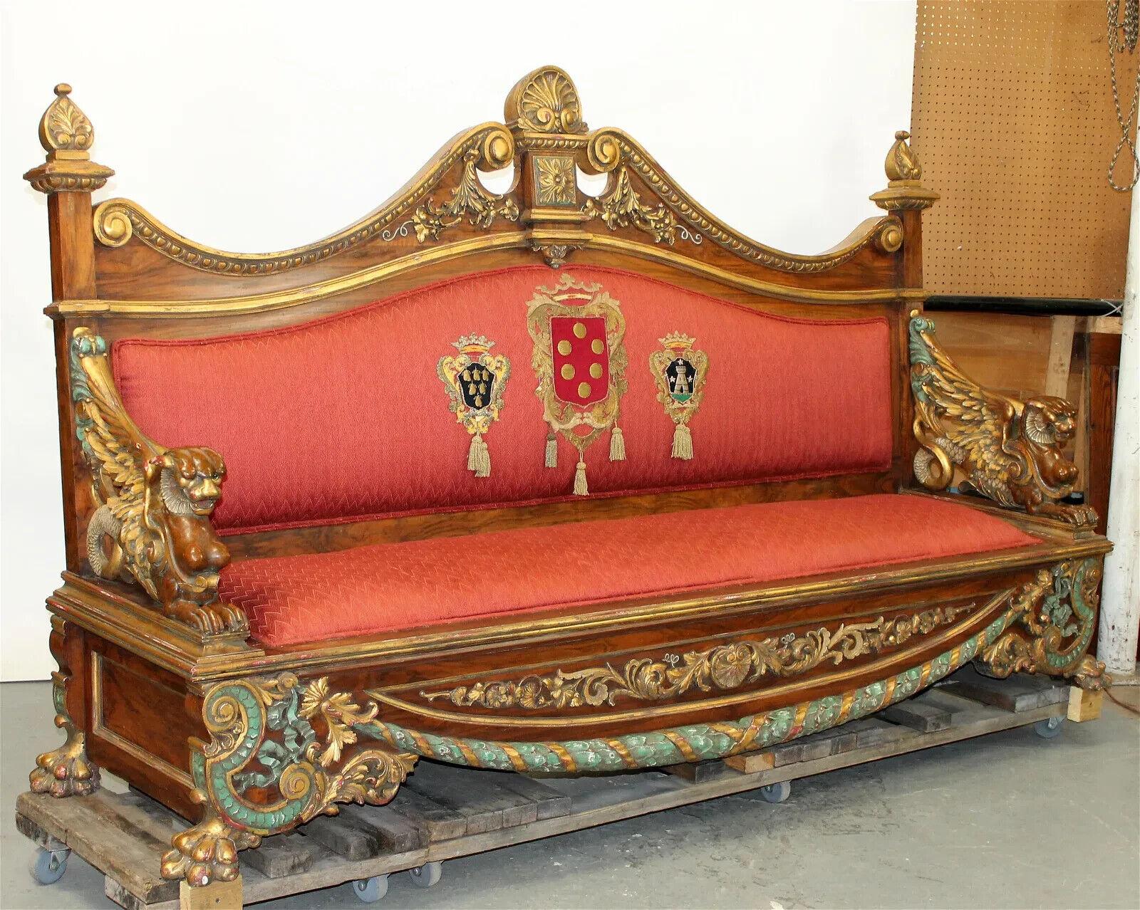 Gorgeous 19th Century Antique Italian, Carved, Polychrome Walnut with Griffins, Sofa!

 Antique Sofa, Exceptional, Italian Carved Walnut with Griffins, 19th Century, 1800s!!

Exceptional style antique Italian carved and polychrome walnut sofa. This