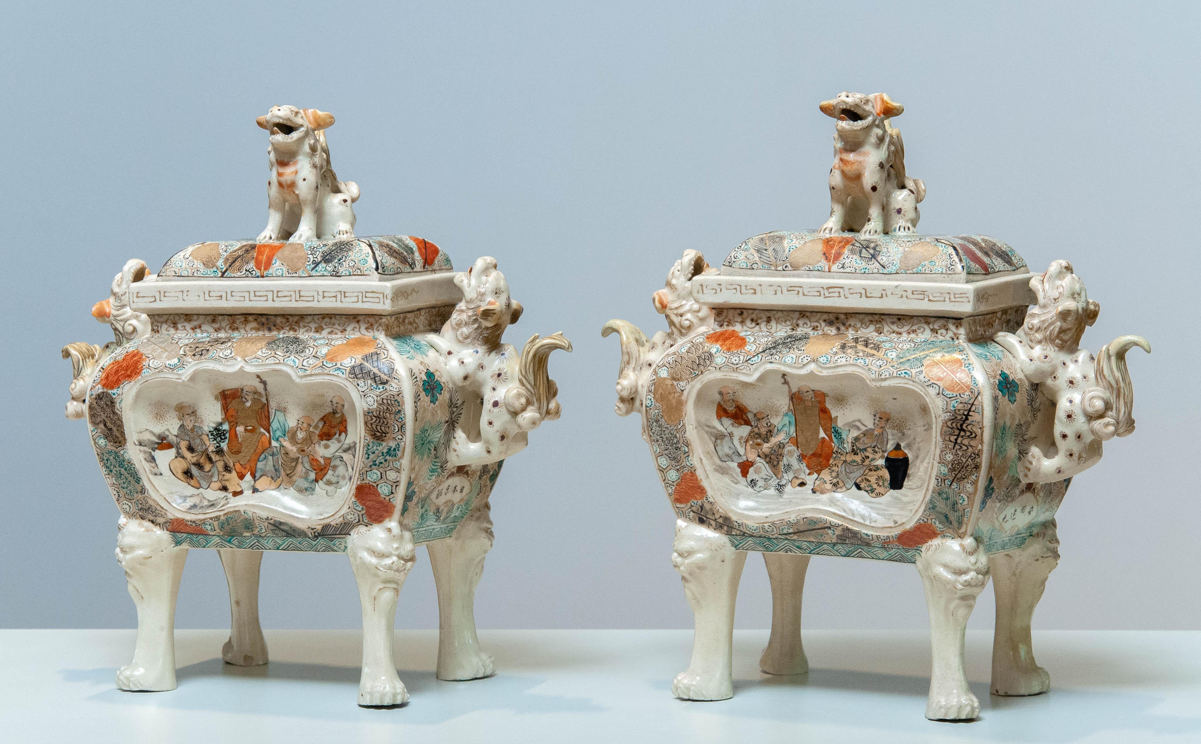 Antike chinesische Fu Foo-Hunde aus geschützter Keramik, Qing Dinasty im Angebot 6