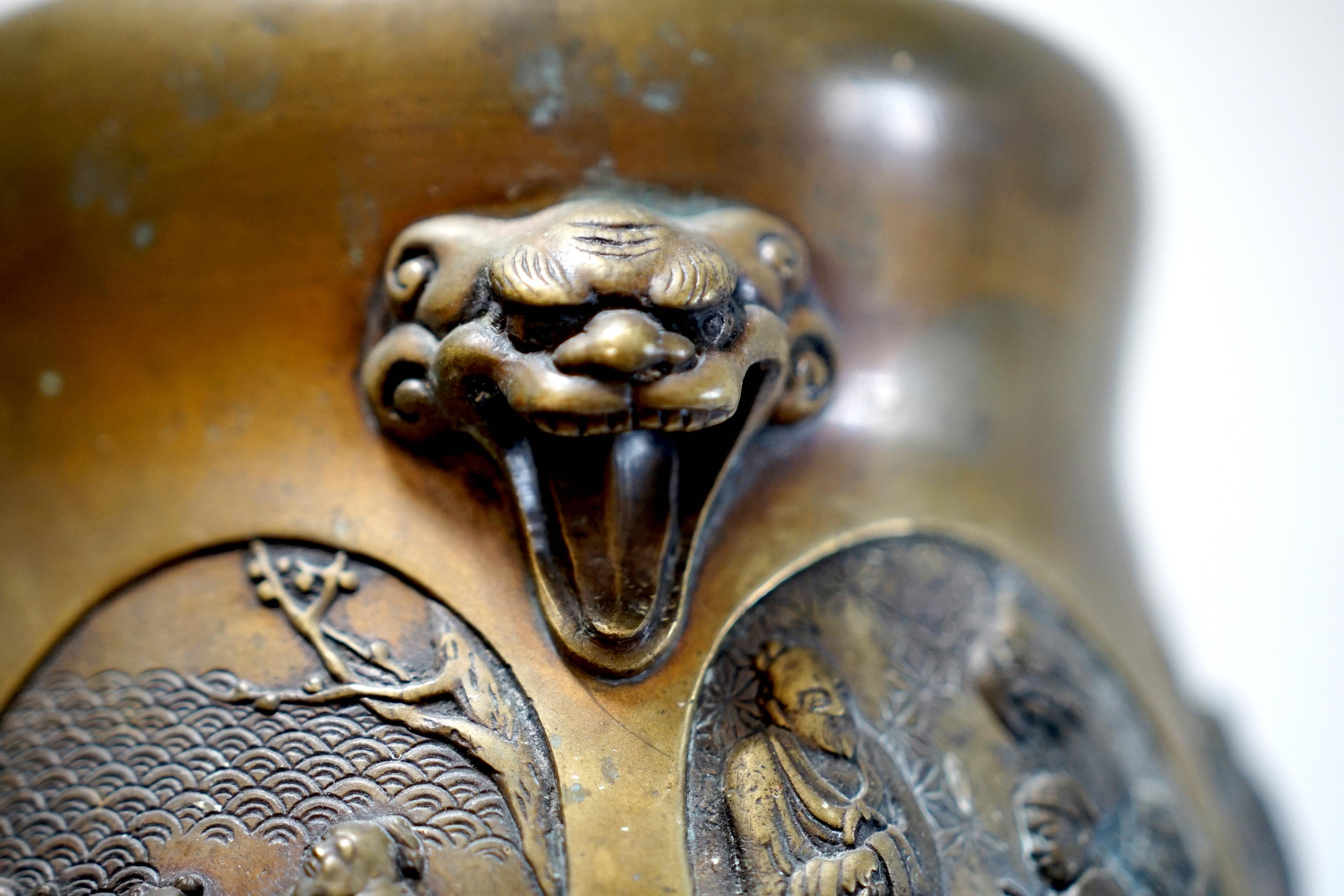 Encensoir japonais ancien du 19ème siècle en bronze de la période Meiji Bon état - En vente à Lomita, CA