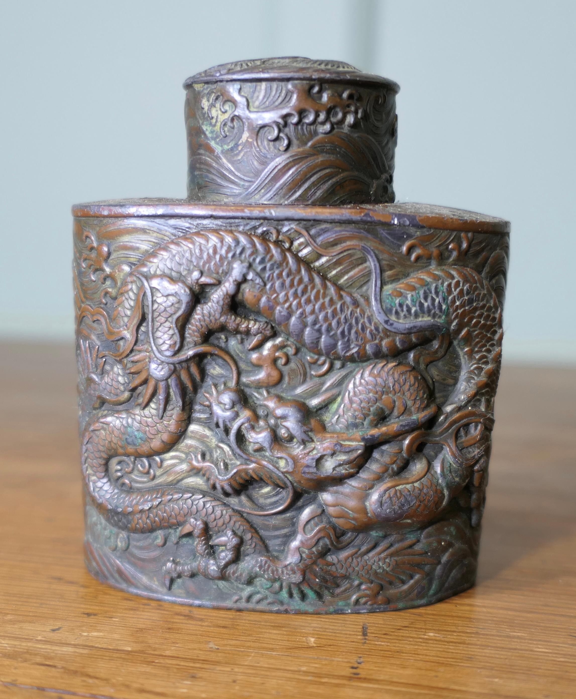 19th Century Antique Japanese Silver Plated Tea Caddy For Sale 1