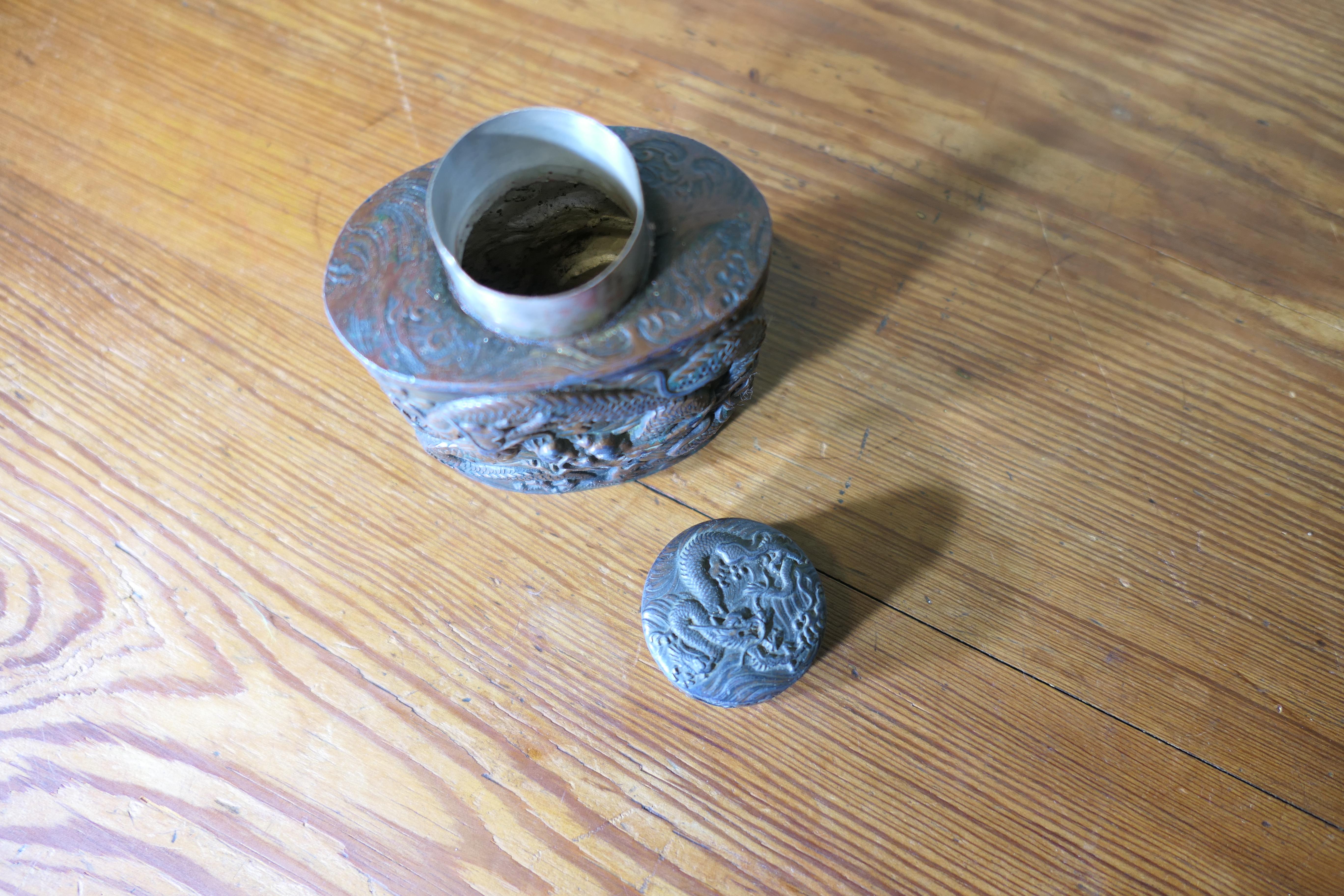 19th Century Antique Japanese Silver Plated Tea Caddy For Sale 3