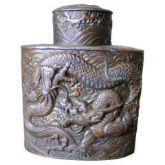 19th Century Antique Japanese Silver Plated Tea Caddy