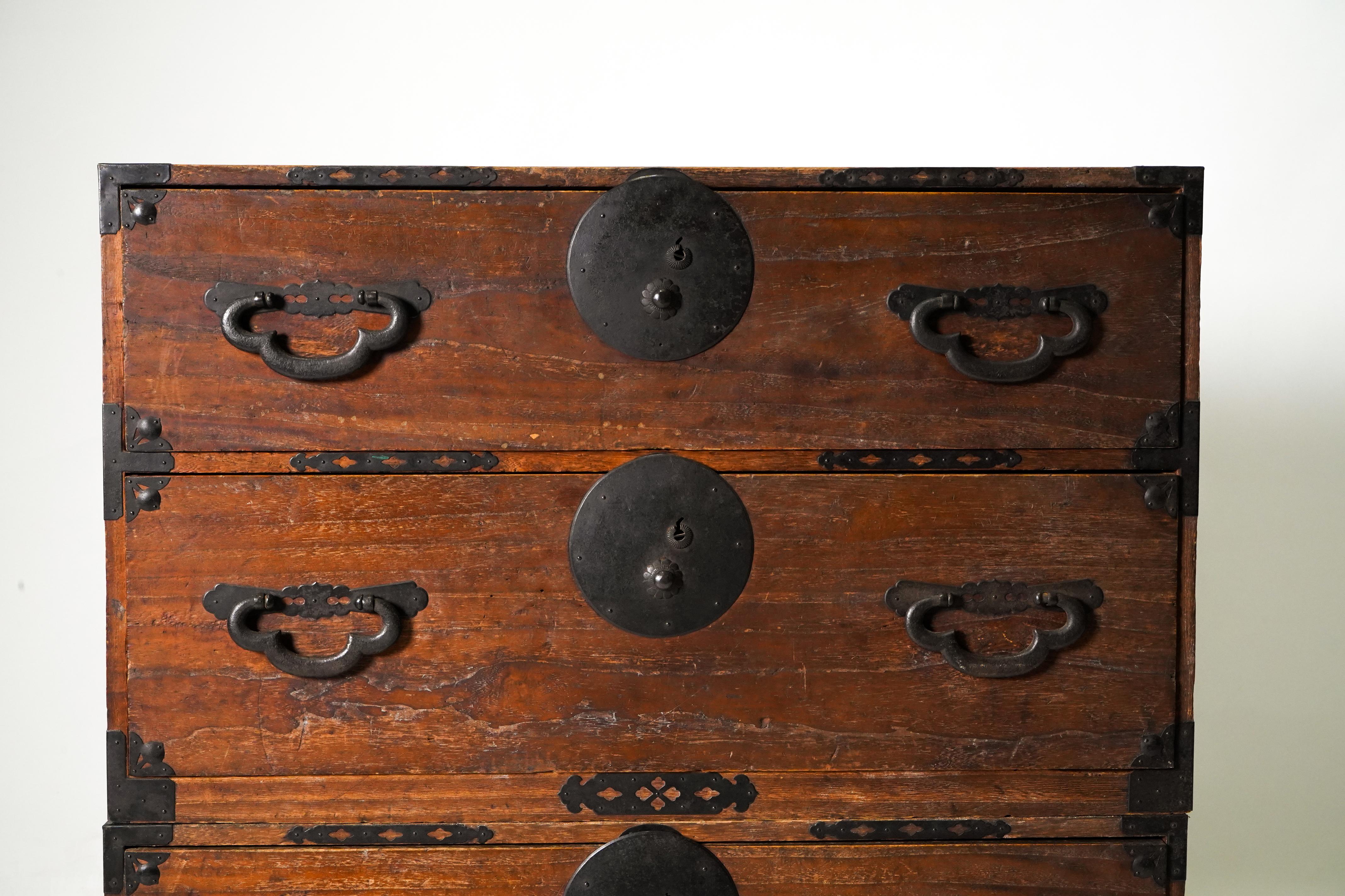 All Original C. 1850 Japanese Tansu Chest, 2 Parts For Sale 2