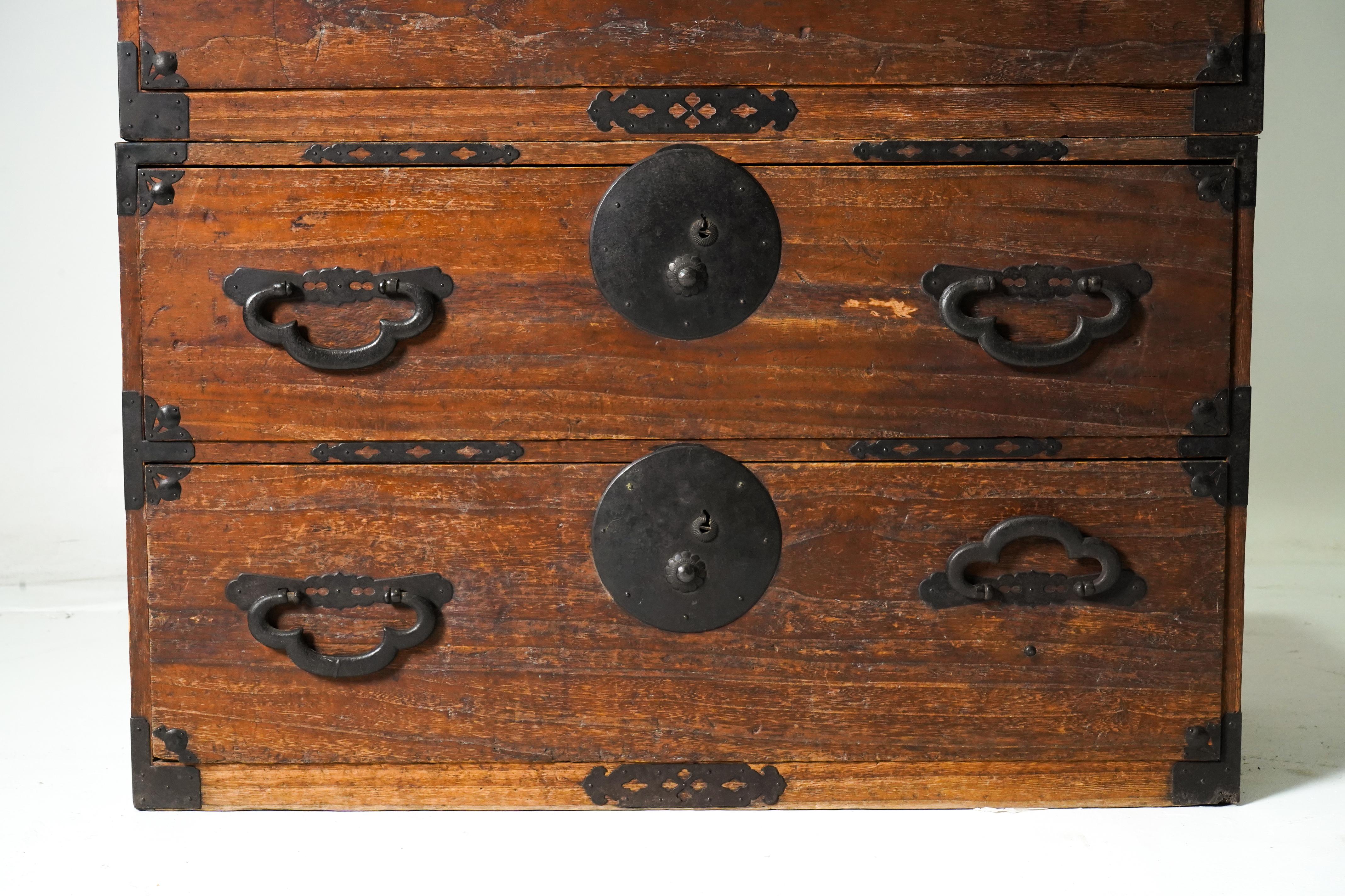 All Original C. 1850 Japanese Tansu Chest, 2 Parts For Sale 3