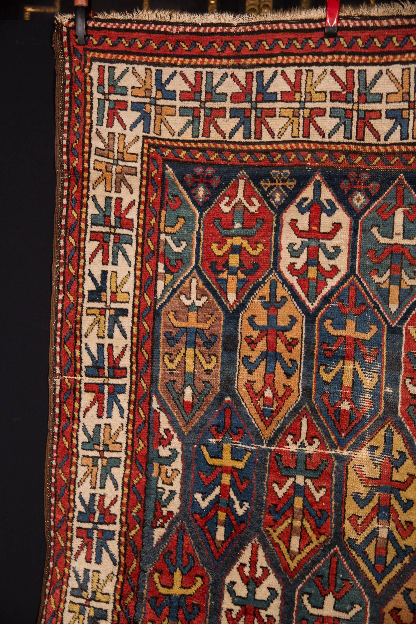 Rare Kazak carpet. In a good historical condition. See detail pictures. Measures: 290 cm x 100 cm.