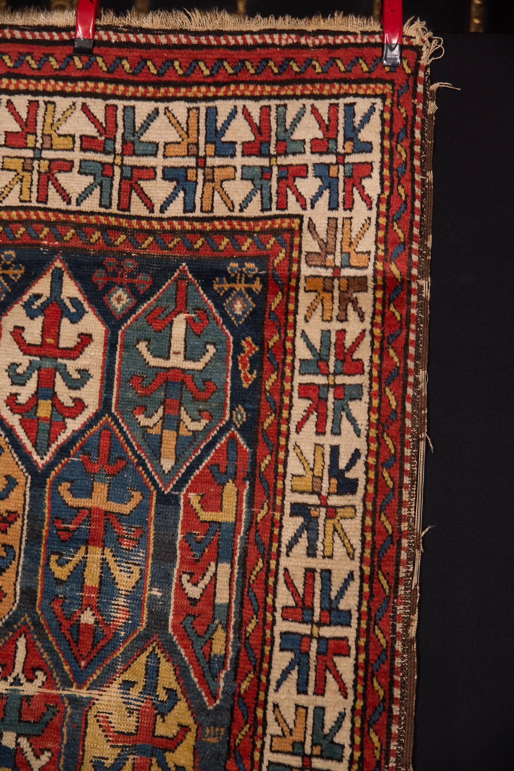 Caucasian 19th Century Antique Kazak Carpet