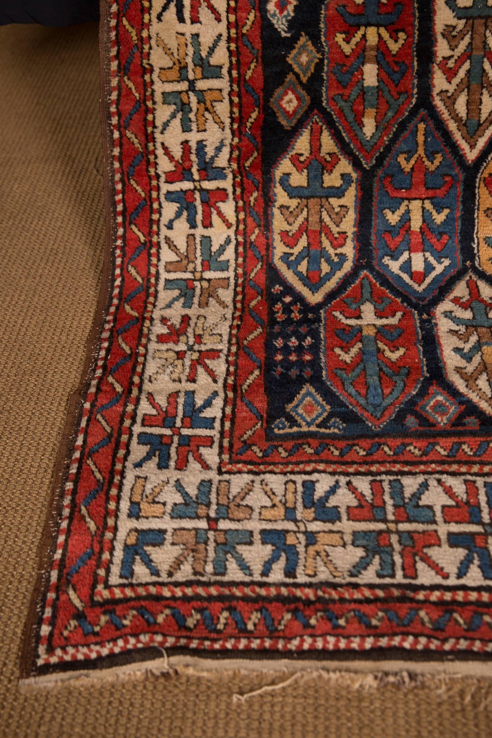 Wool 19th Century Antique Kazak Carpet