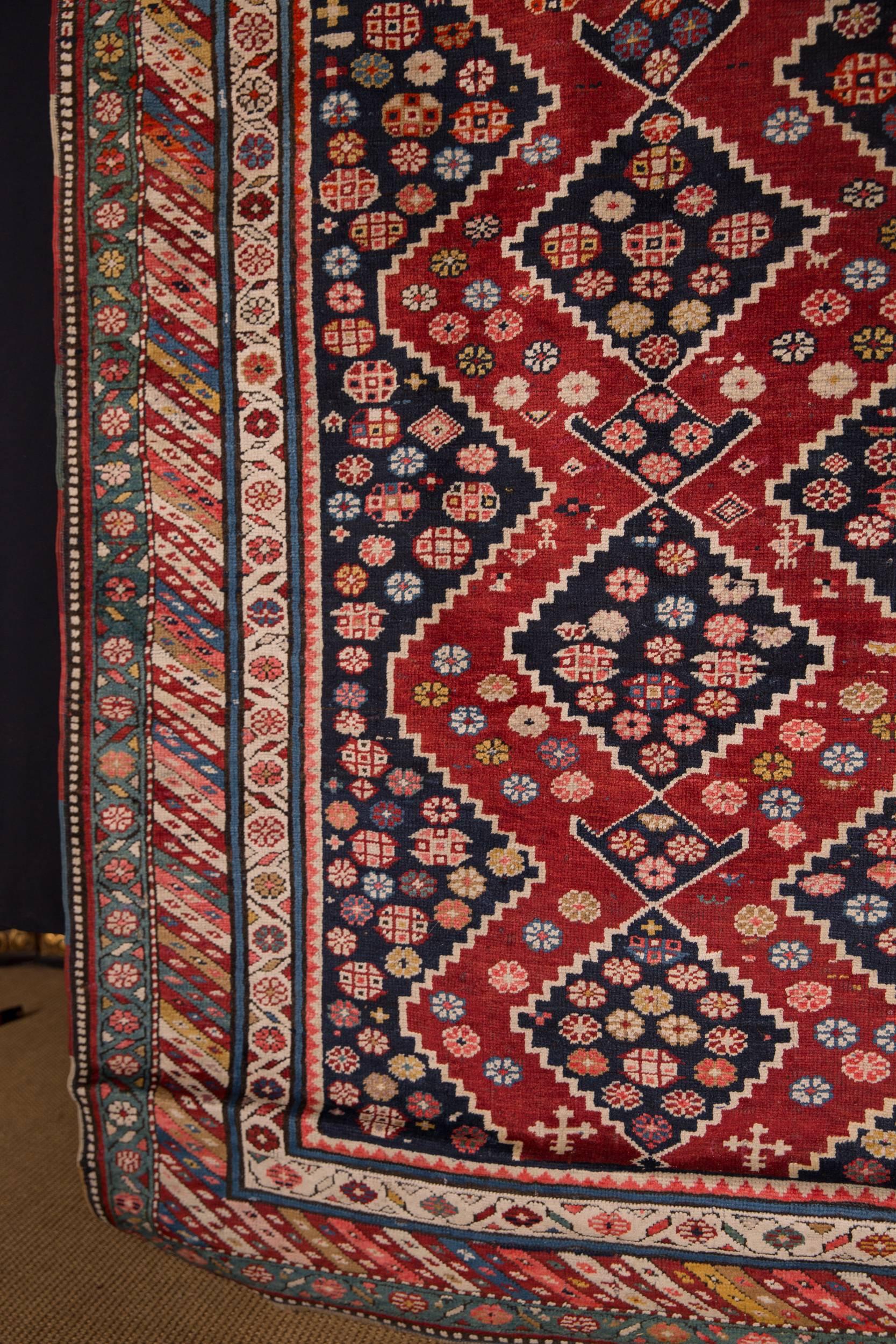 19th Century Antique Kazak Carpet Rug In Good Condition In Berlin, DE
