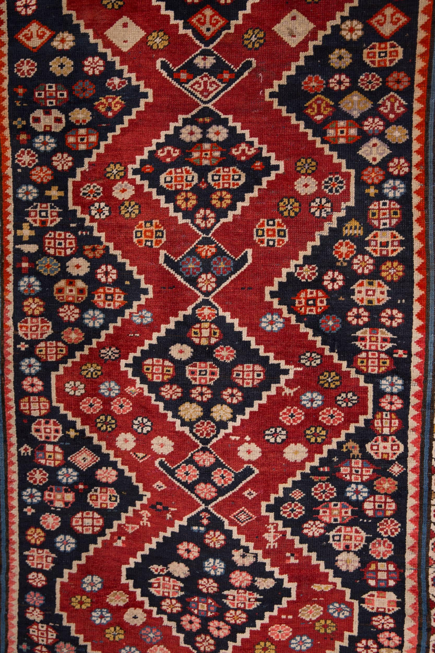 Wool 19th Century Antique Kazak Carpet Rug