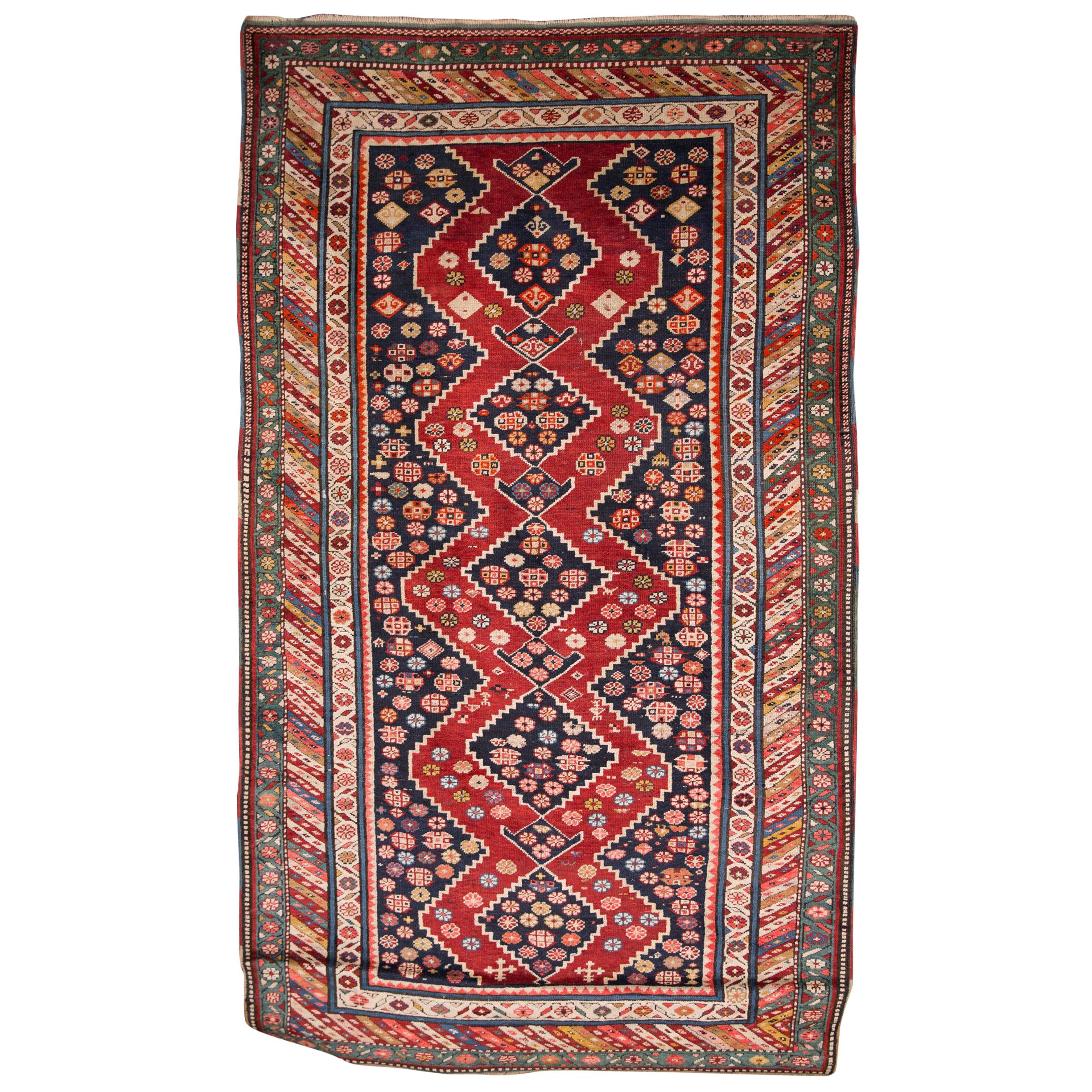 19th Century Antique Kazak Carpet Rug