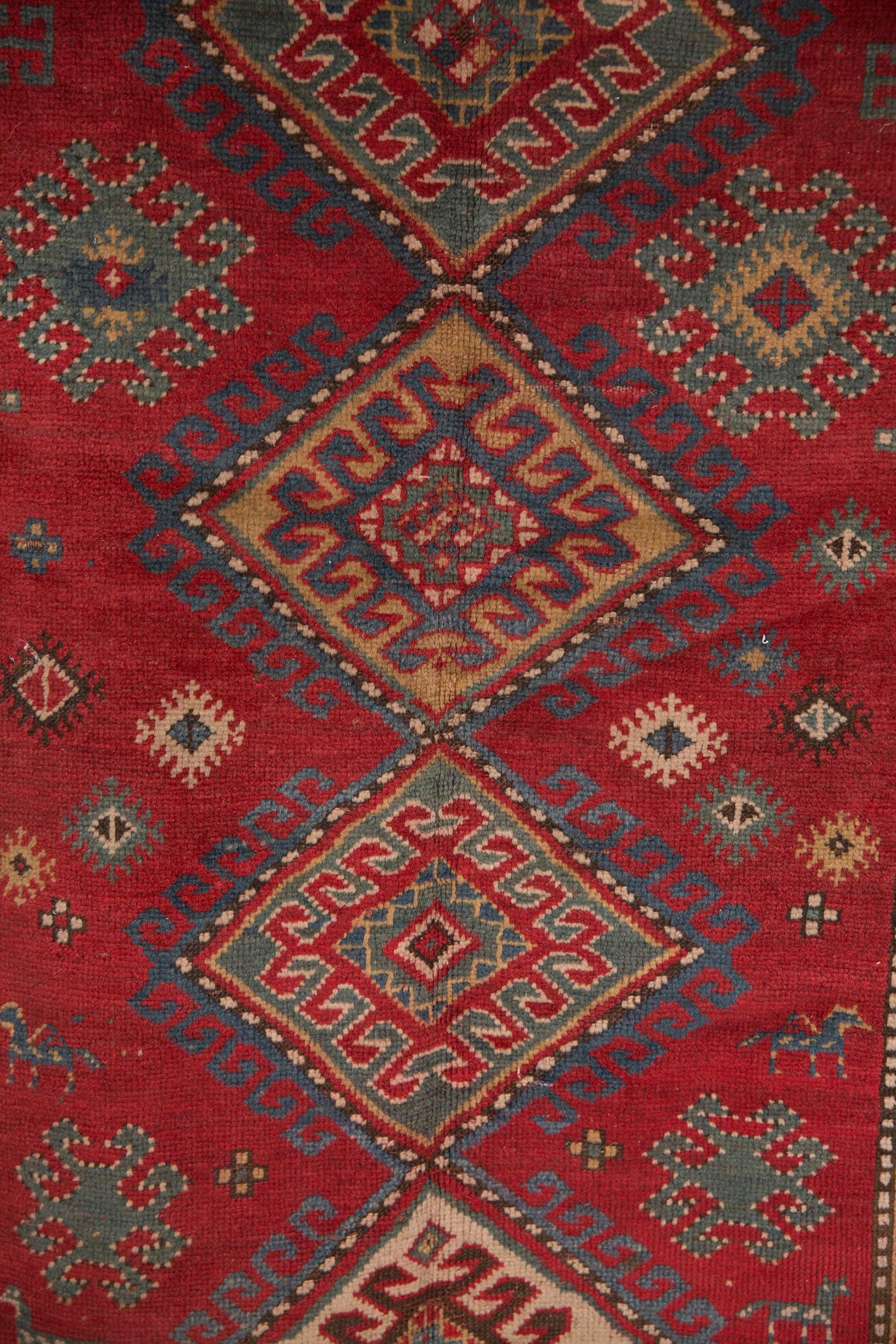 19th Century Antique Kazak Rug Carpet 1