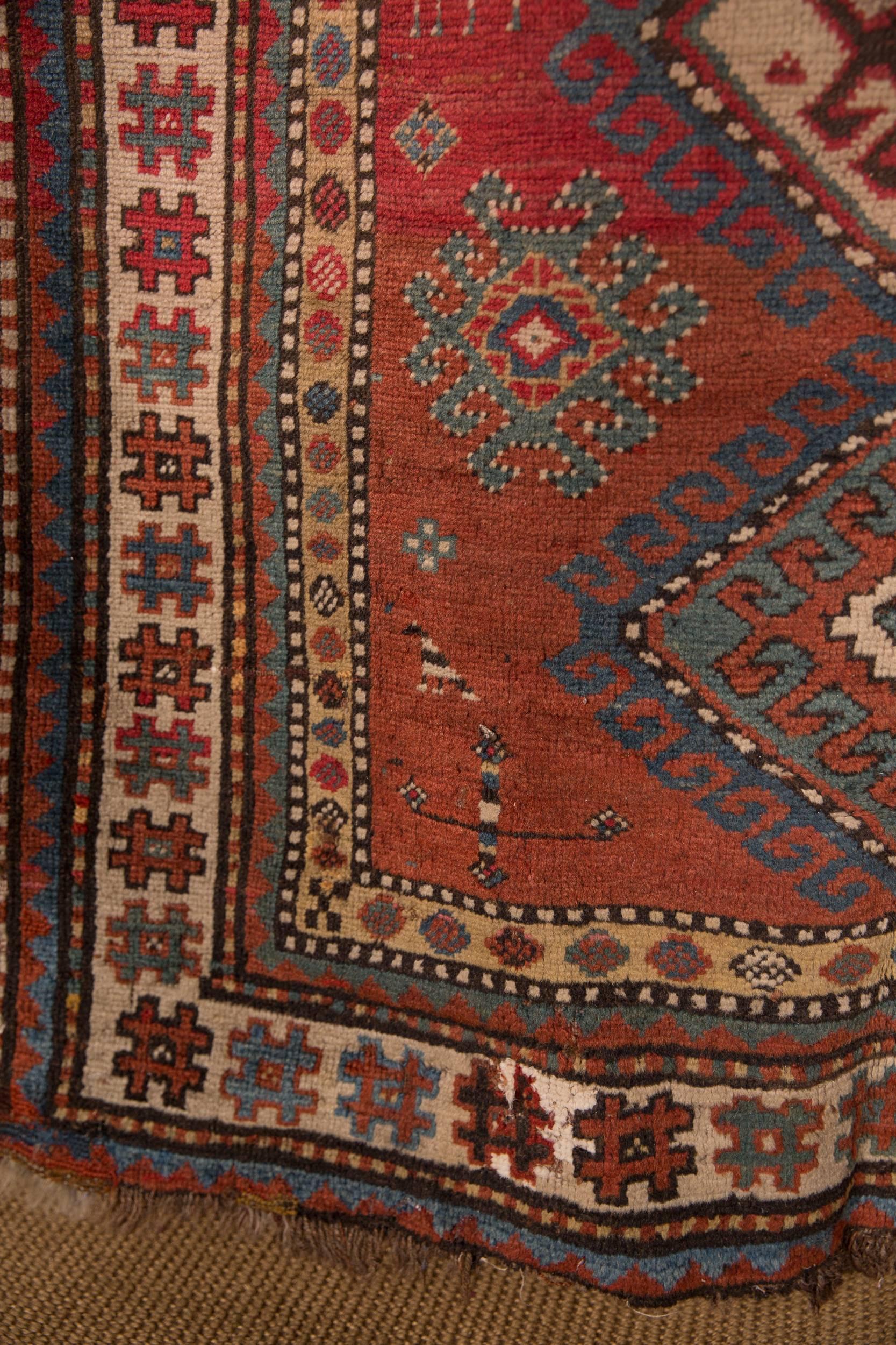 19th Century Antique Kazak Rug Carpet 3