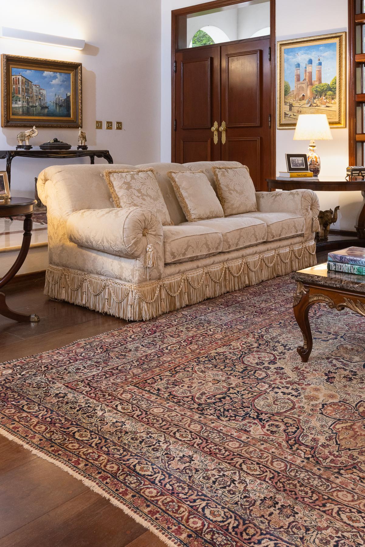 Tapis persan ancien Kerman Lavar du 19ème siècle en vente 1