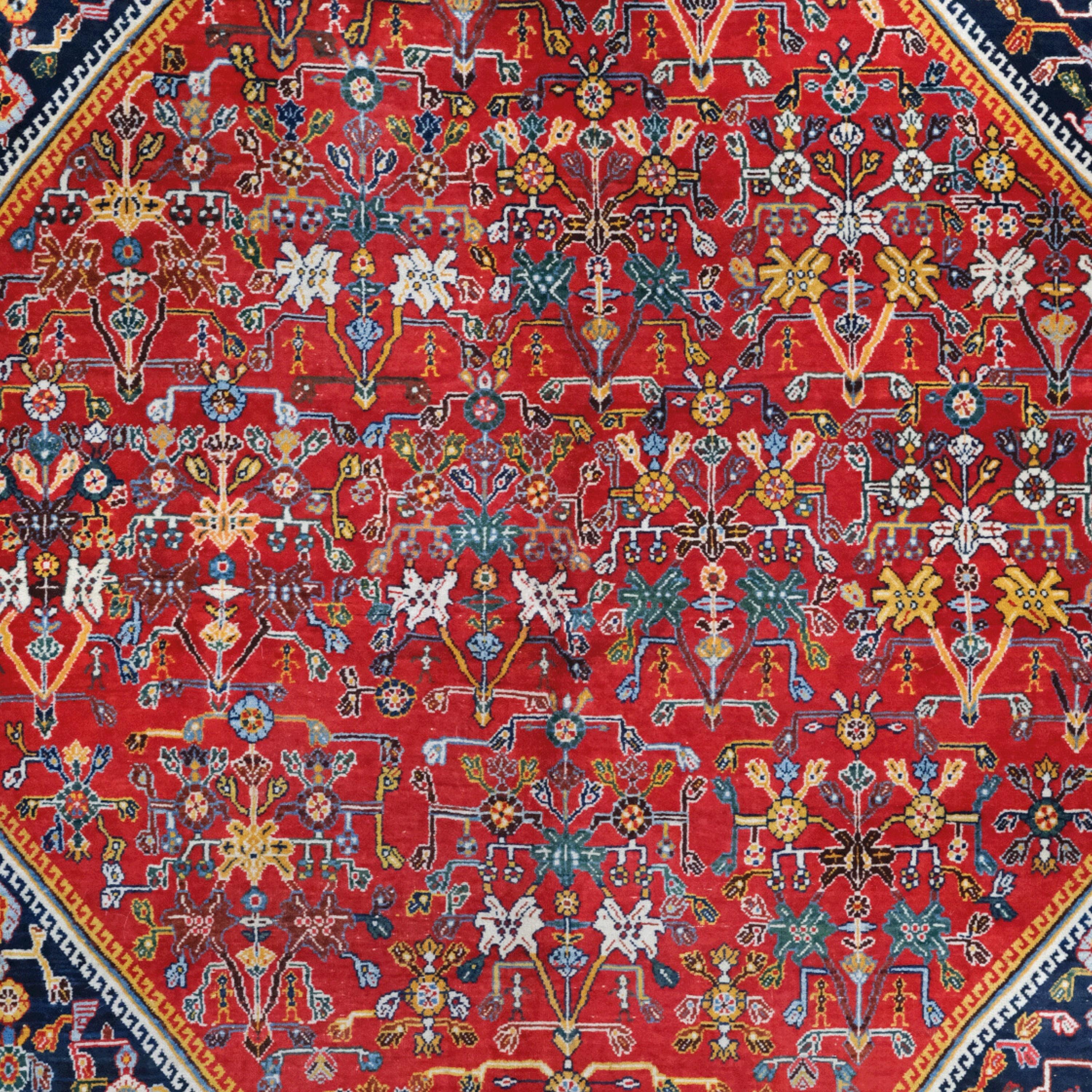 Persian 19th Century Antique Khamseh Rug - Antique Wool Rug, Handmade Rug, Area Rug For Sale