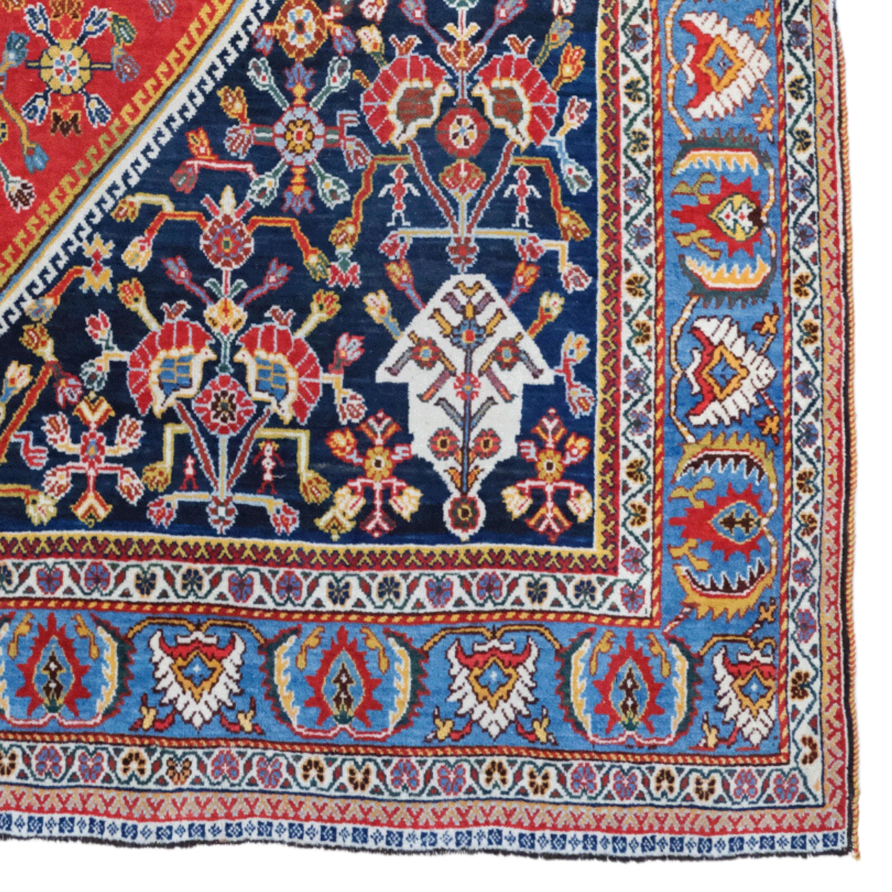 19th Century Antique Khamseh Rug - Antique Wool Rug, Handmade Rug, Area Rug For Sale 1