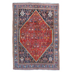 19th Century Antique Khamseh Rug - Antique Wool Rug, Handmade Rug, Area Rug