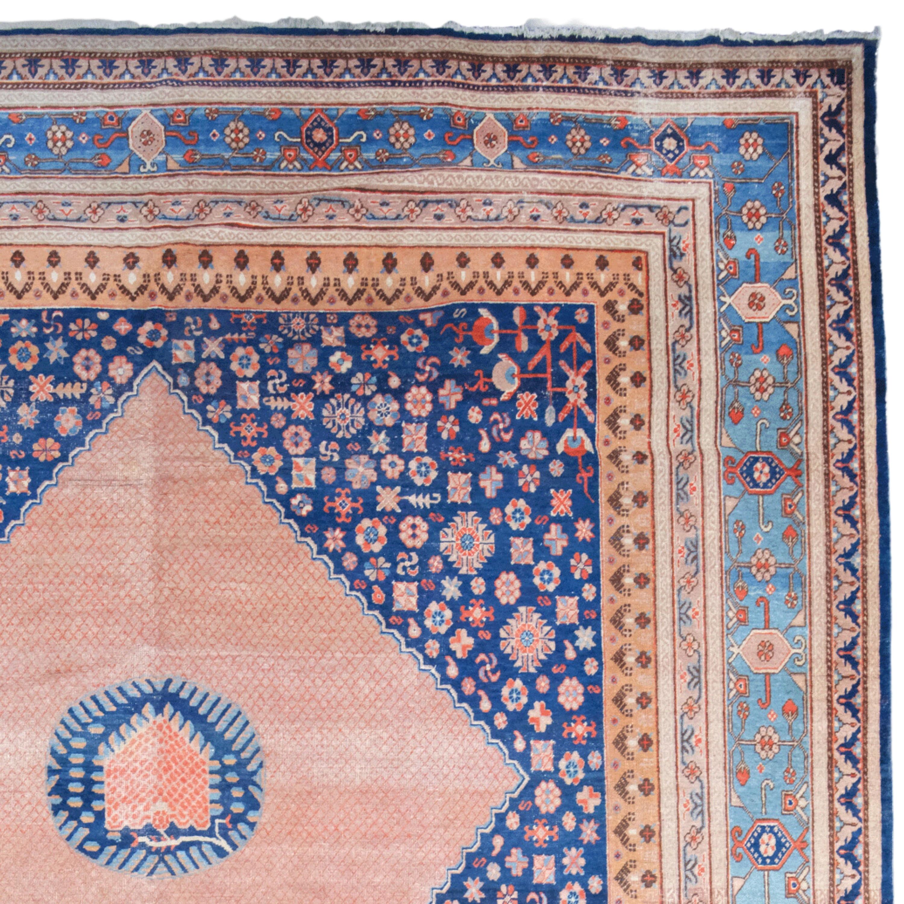 Tapis Khotan ancien du 19ème siècle - Tapis en laine d'Asie centrale, tapis de zone Bon état - En vente à Sultanahmet, 34