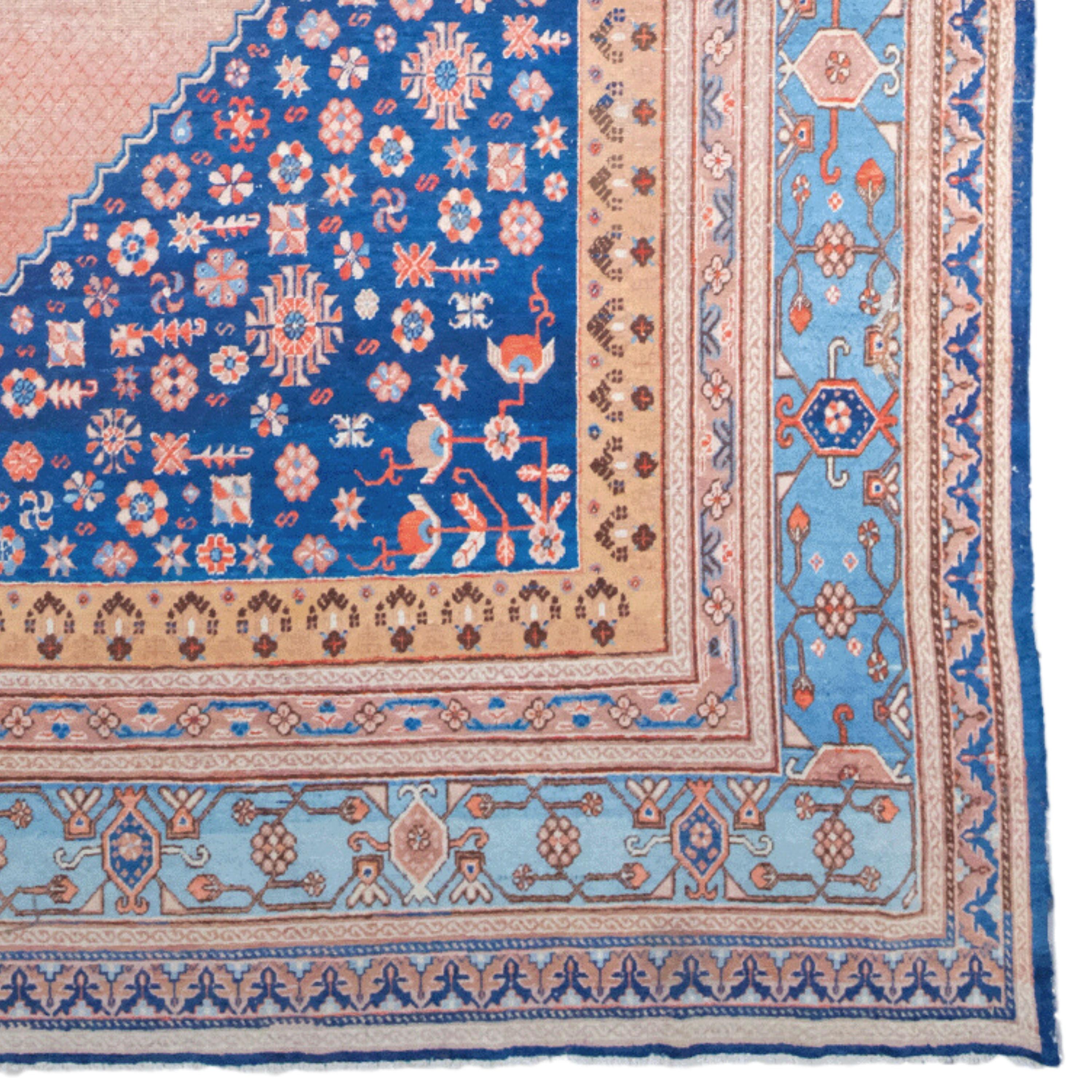 XIXe siècle Tapis Khotan ancien du 19ème siècle - Tapis en laine d'Asie centrale, tapis de zone en vente