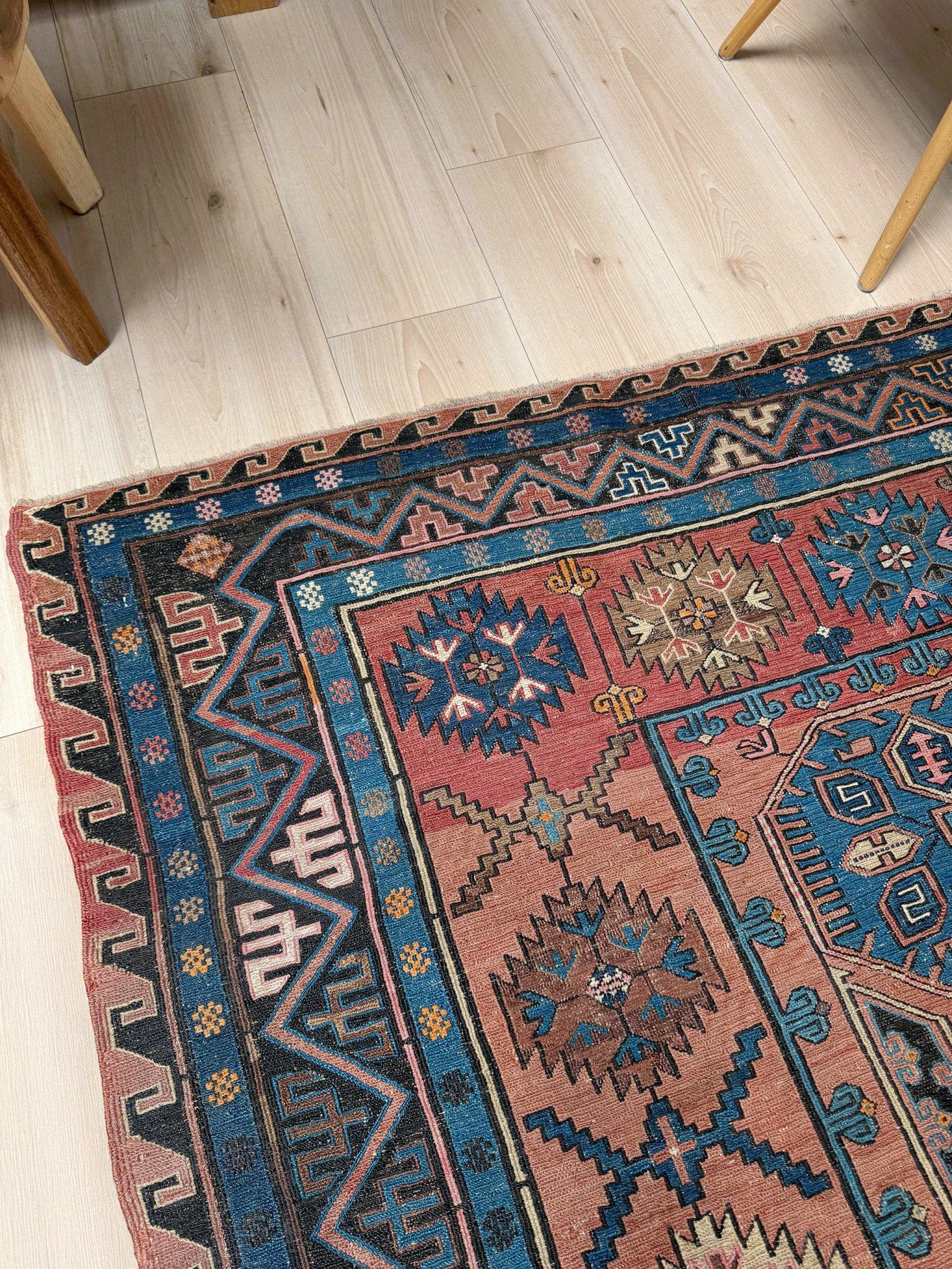 Fine XIX secolo Antico Konagkend Soumak del 19° secolo - Tappeto caucasico - 7′2″×10′6 - Azerbaigian in vendita