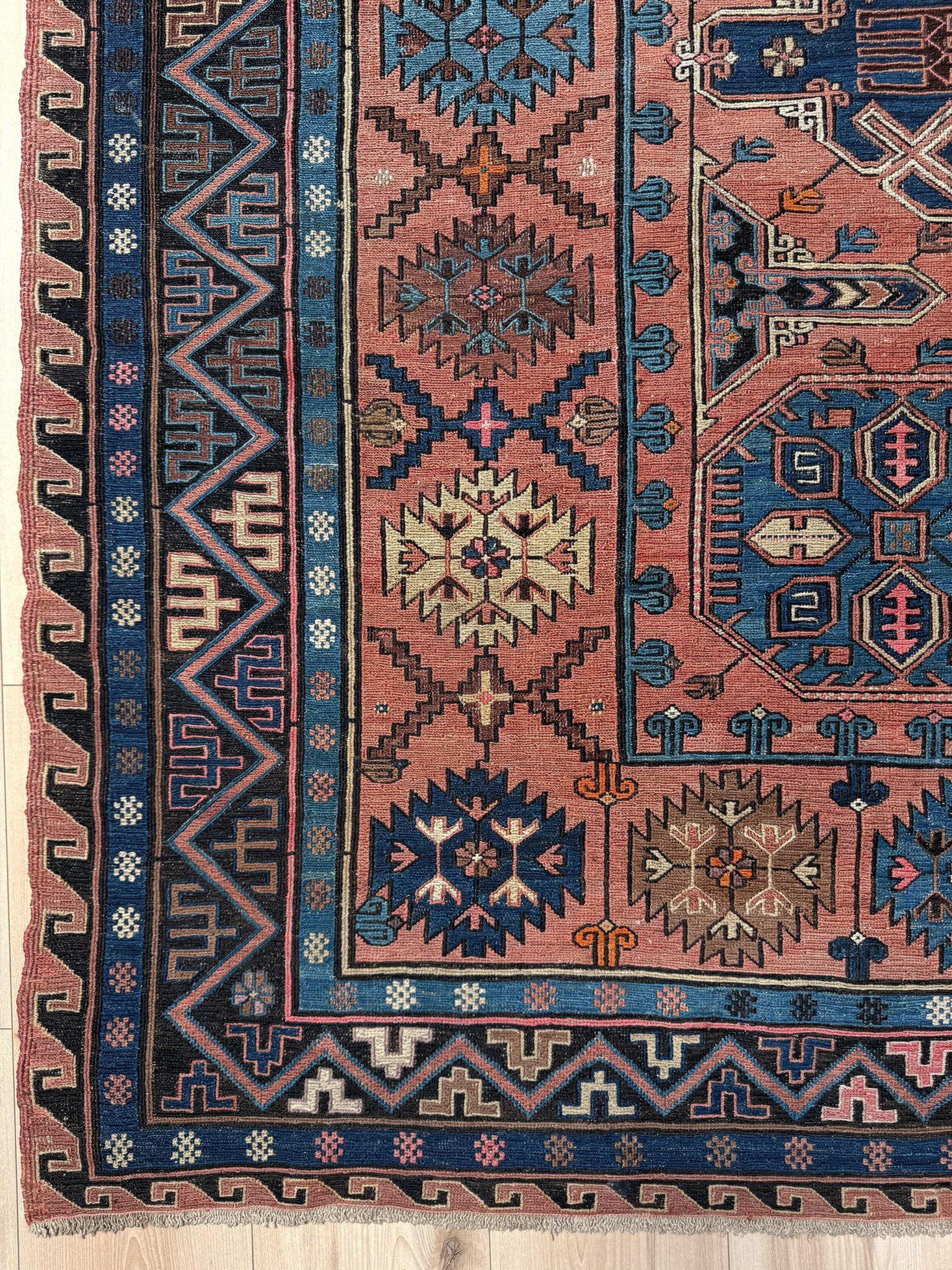 Antico Konagkend Soumak del 19° secolo - Tappeto caucasico - 7′2″×10′6 - Azerbaigian in vendita 8