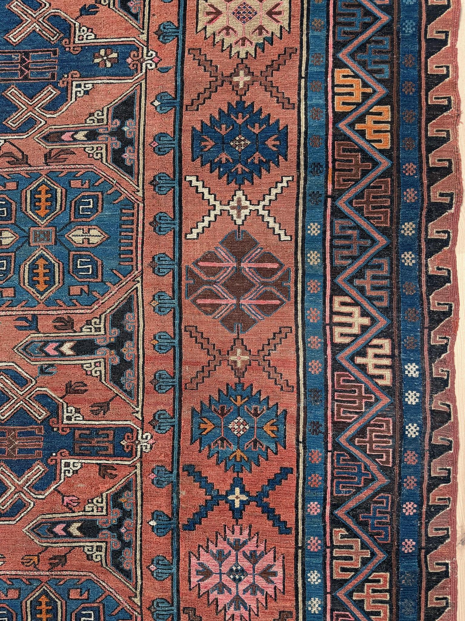 Antico Konagkend Soumak del 19° secolo - Tappeto caucasico - 7′2″×10′6 - Azerbaigian in vendita 1