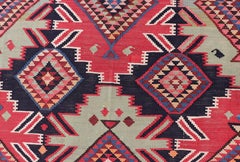 19th Century Antique Kuba Kilim Gallery Rug in with Vibrant Colors