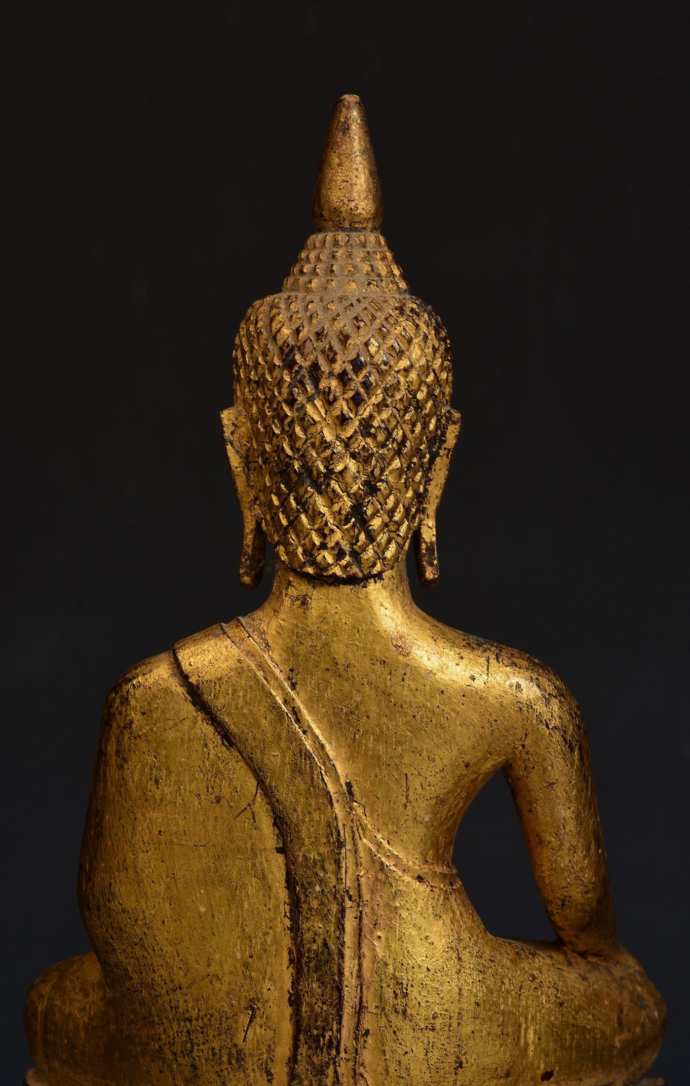 19th Century, Antique Lanna Thai Wooden Seated Buddha 6