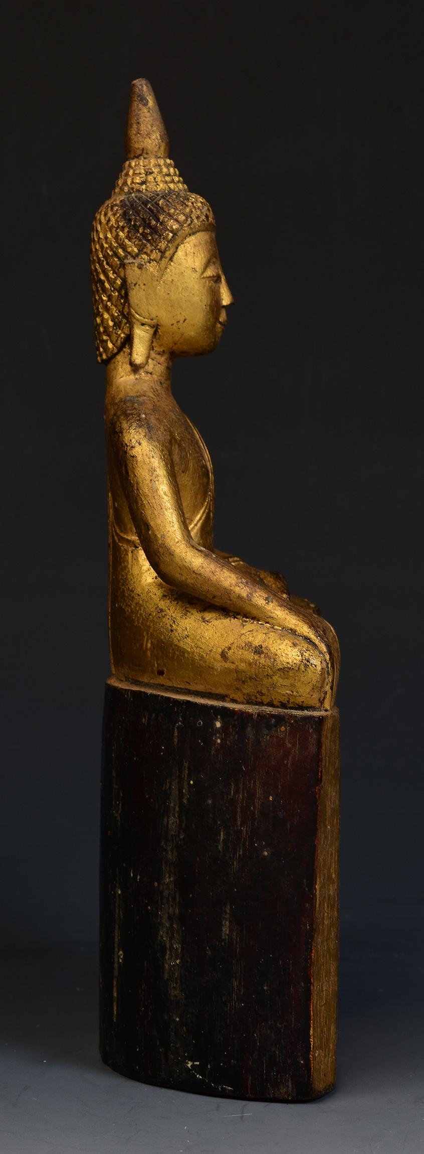 19th Century, Antique Lanna Thai Wooden Seated Buddha 7