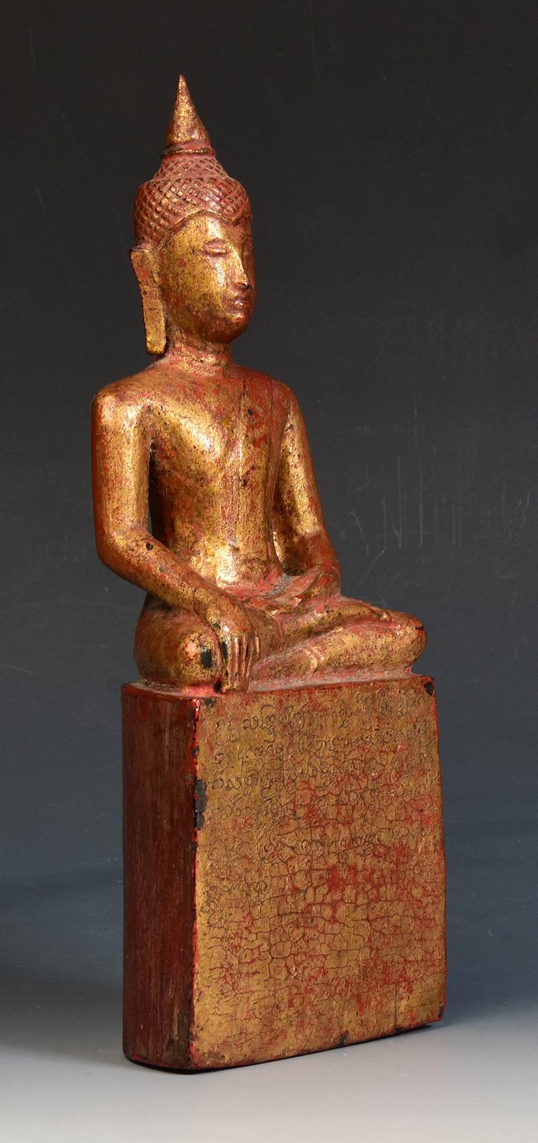 19th Century, Antique Lanna Thai Wooden Seated Buddha 8