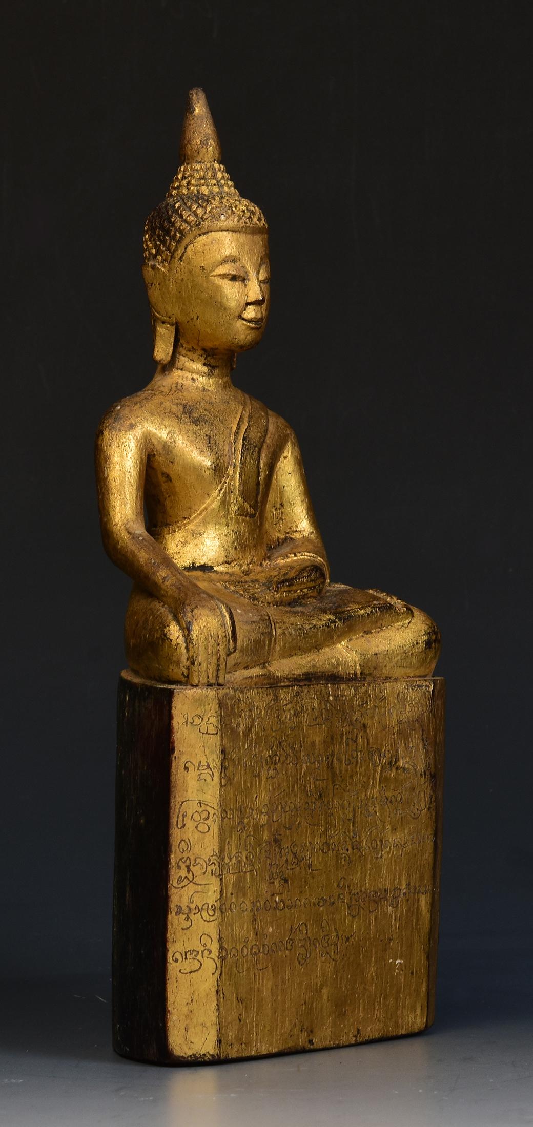 19th Century, Antique Lanna Thai Wooden Seated Buddha 8