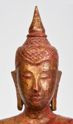 19th Century, Antique Lanna Thai Wooden Seated Buddha