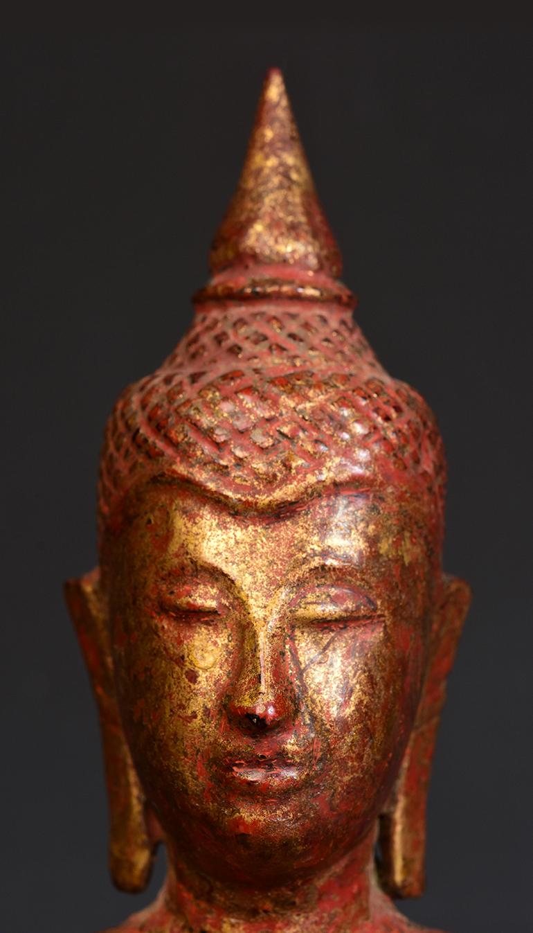 Hand-Carved 19th Century, Antique Lanna Thai Wooden Seated Buddha