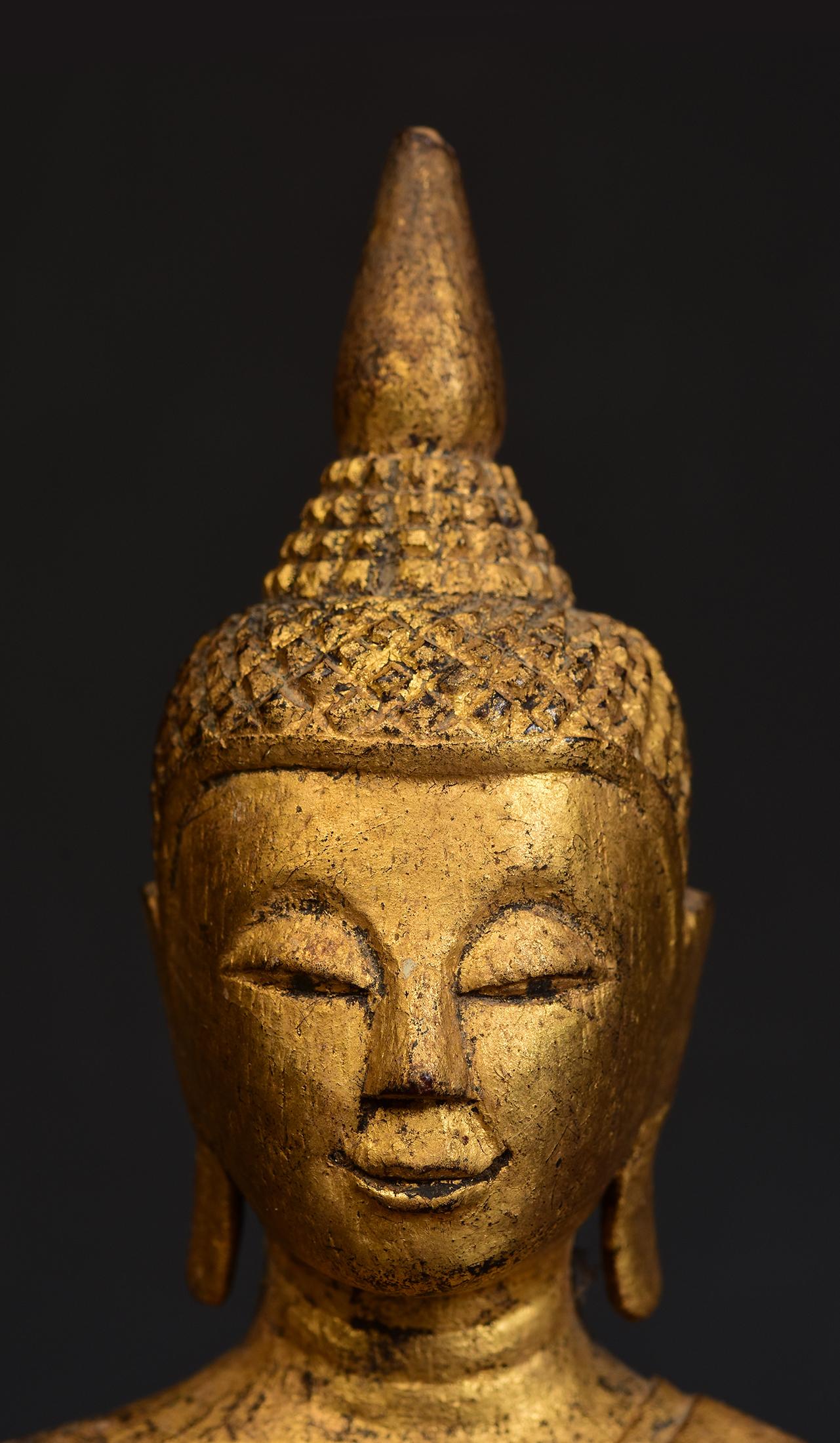 Hand-Carved 19th Century, Antique Lanna Thai Wooden Seated Buddha