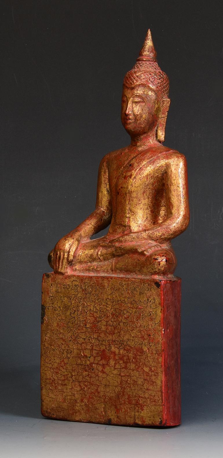 19th Century, Antique Lanna Thai Wooden Seated Buddha 3