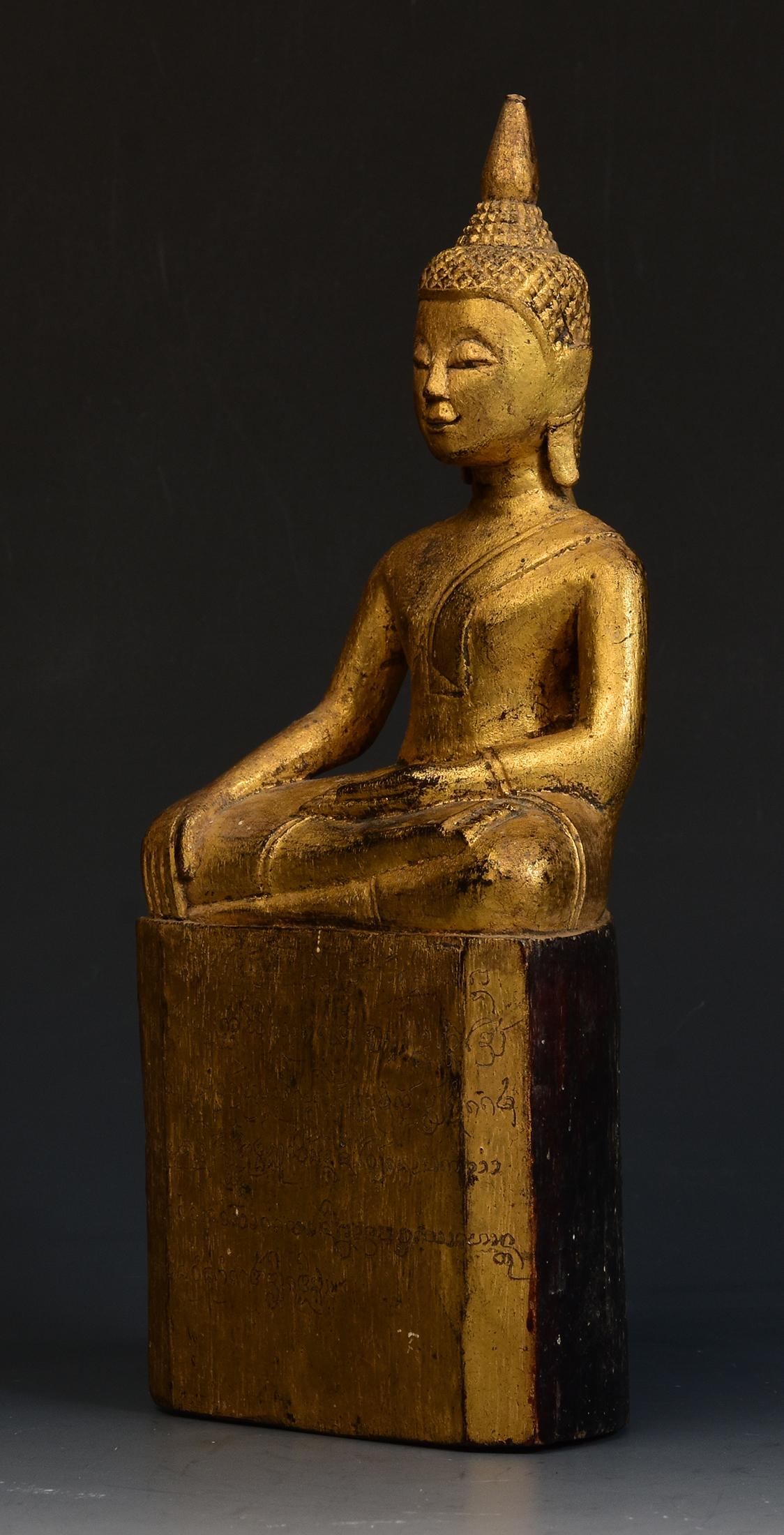 19th Century, Antique Lanna Thai Wooden Seated Buddha 3