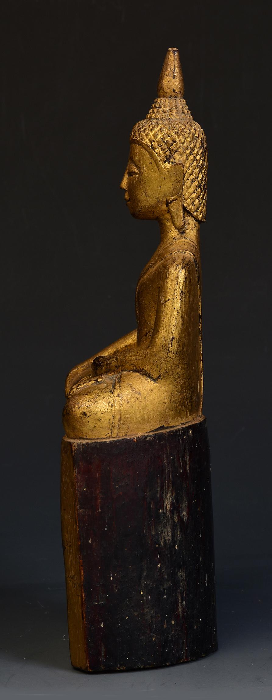 19th Century, Antique Lanna Thai Wooden Seated Buddha 4