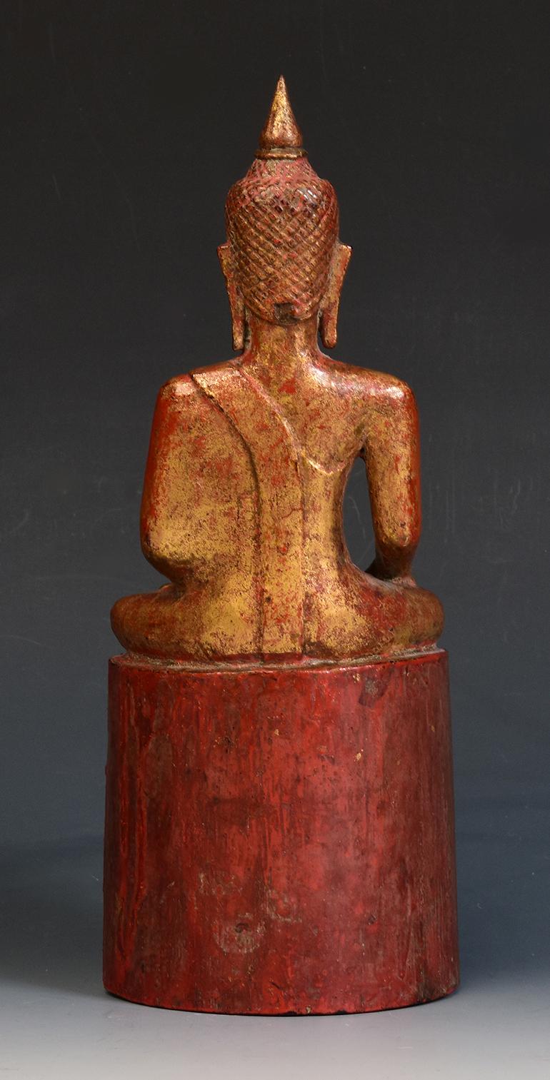 19th Century, Antique Lanna Thai Wooden Seated Buddha 5