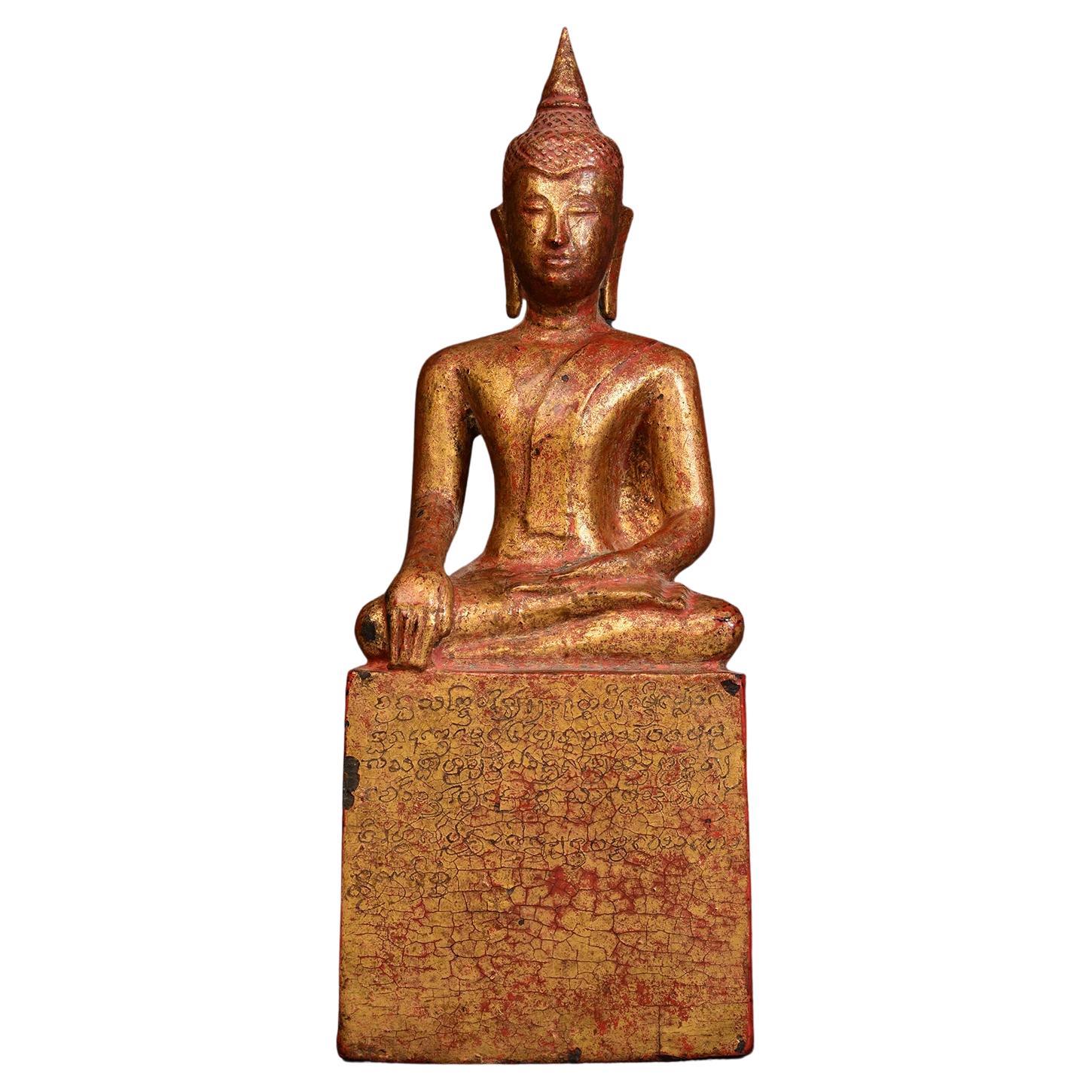 19th Century, Antique Lanna Thai Wooden Seated Buddha