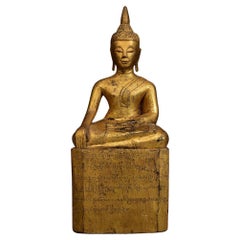 19th Century, Antique Lanna Thai Wooden Seated Buddha