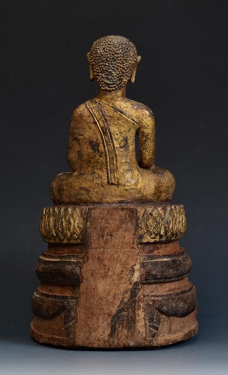 19th Century, Antique Lanna Thai Wooden Seated Disciple / Monk / Buddha For Sale 6