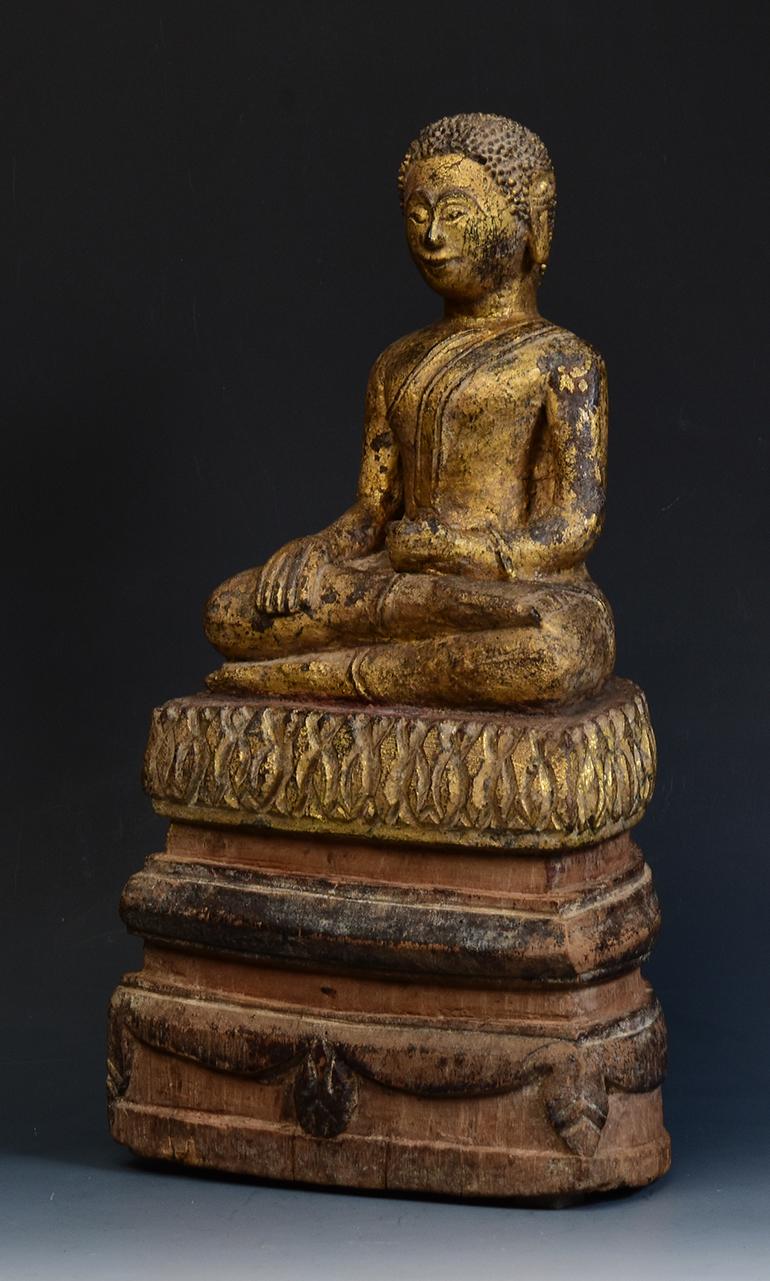 19th Century, Antique Lanna Thai Wooden Seated Disciple / Monk / Buddha For Sale 4